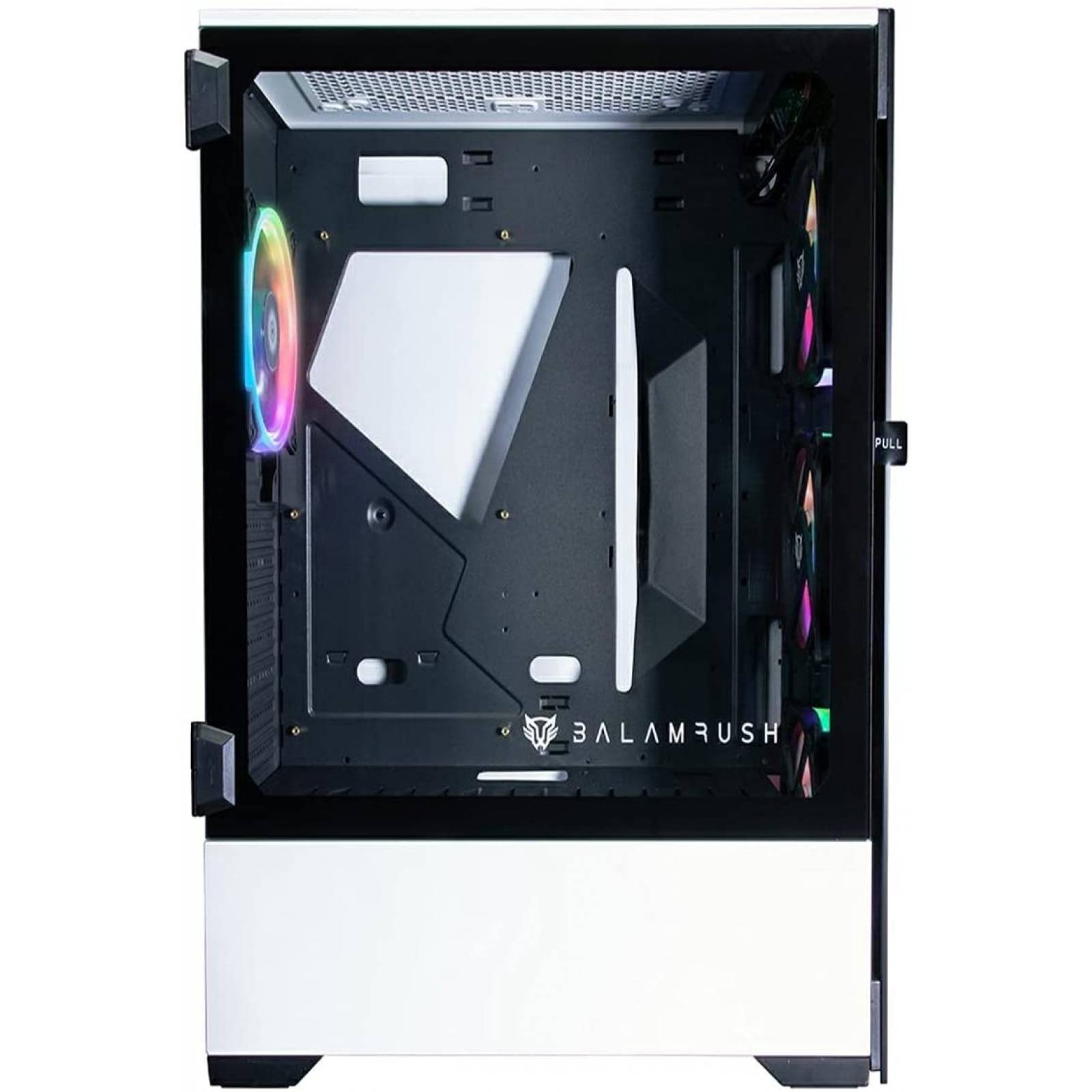 Gabinete Balam Rush Thinos, Atx, MicroAtx, 4 Ventiladores Rgb, Panel De Cristal, Soporte Enfriamiento Liquido, Filtro De Polvo Magnetico, Color Blanco