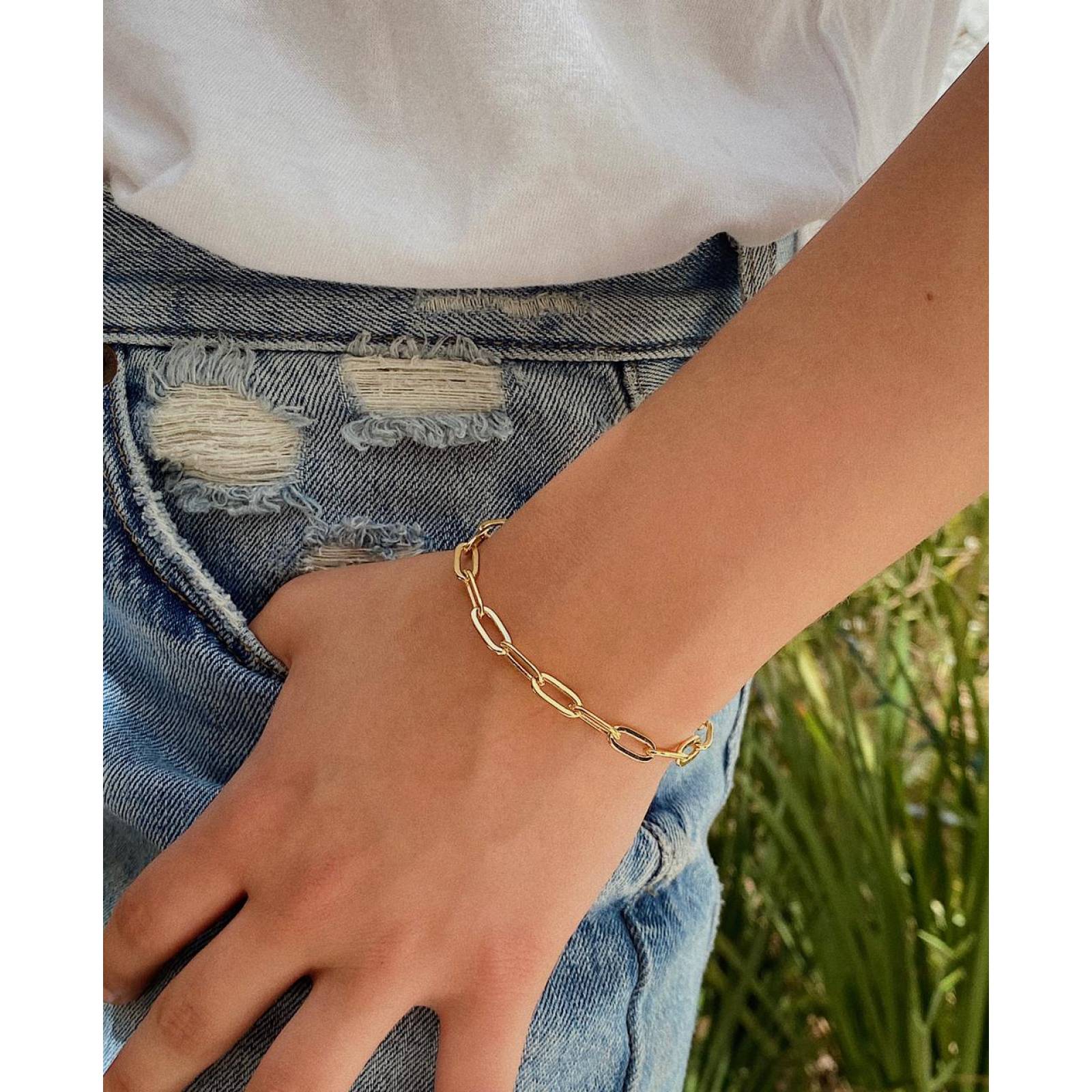 Pulsera de eslabones chapa de oro