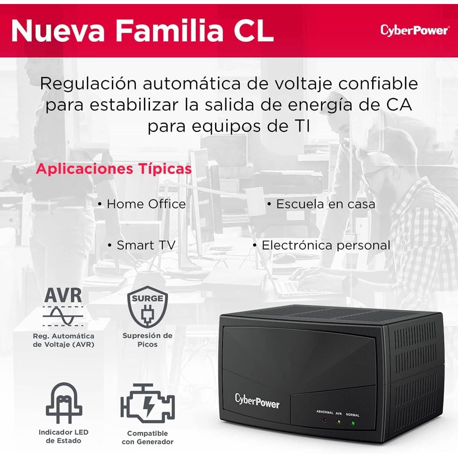 REGULADOR CYBERPOWER MODELO CL1500VR 1500VA/750W 8 CONTACTOS