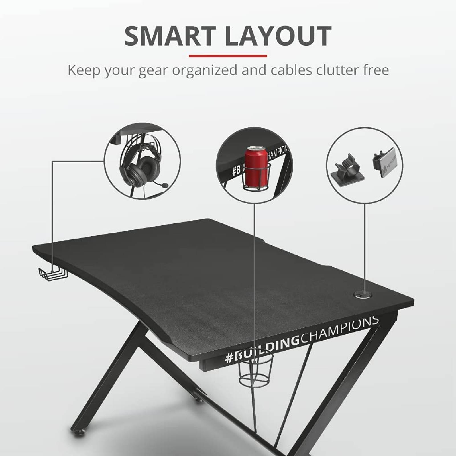 Trust Escritorio Gamer GXT 711 Dominus, 1160 x 760 x 750mm, Negro (22523)