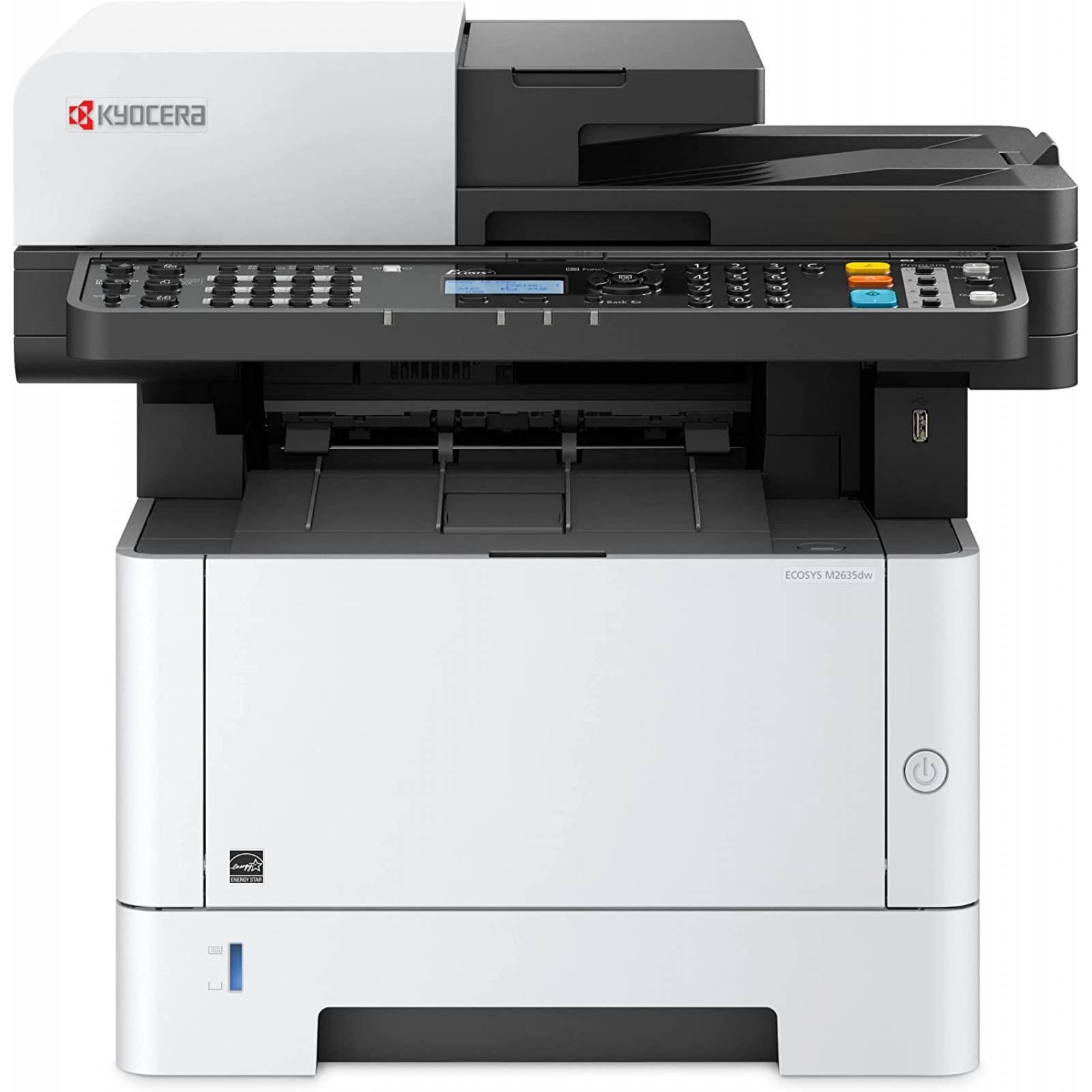 Multifuncional láser KYOCERA M2635dw 4 en 1 monocromático A4 - carta/oficio, 37 PPM.  1, 200 x 1, 200 DPI. Cama plana Oficio. ADF 50 hojas Duplex estándar, Wi