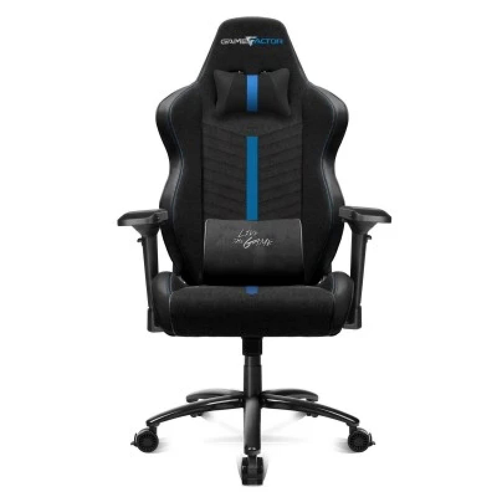 Silla GAME FACTOR CGC601XL - Gamer, Asiento acolchado, Negro/Azul, Poliuretano