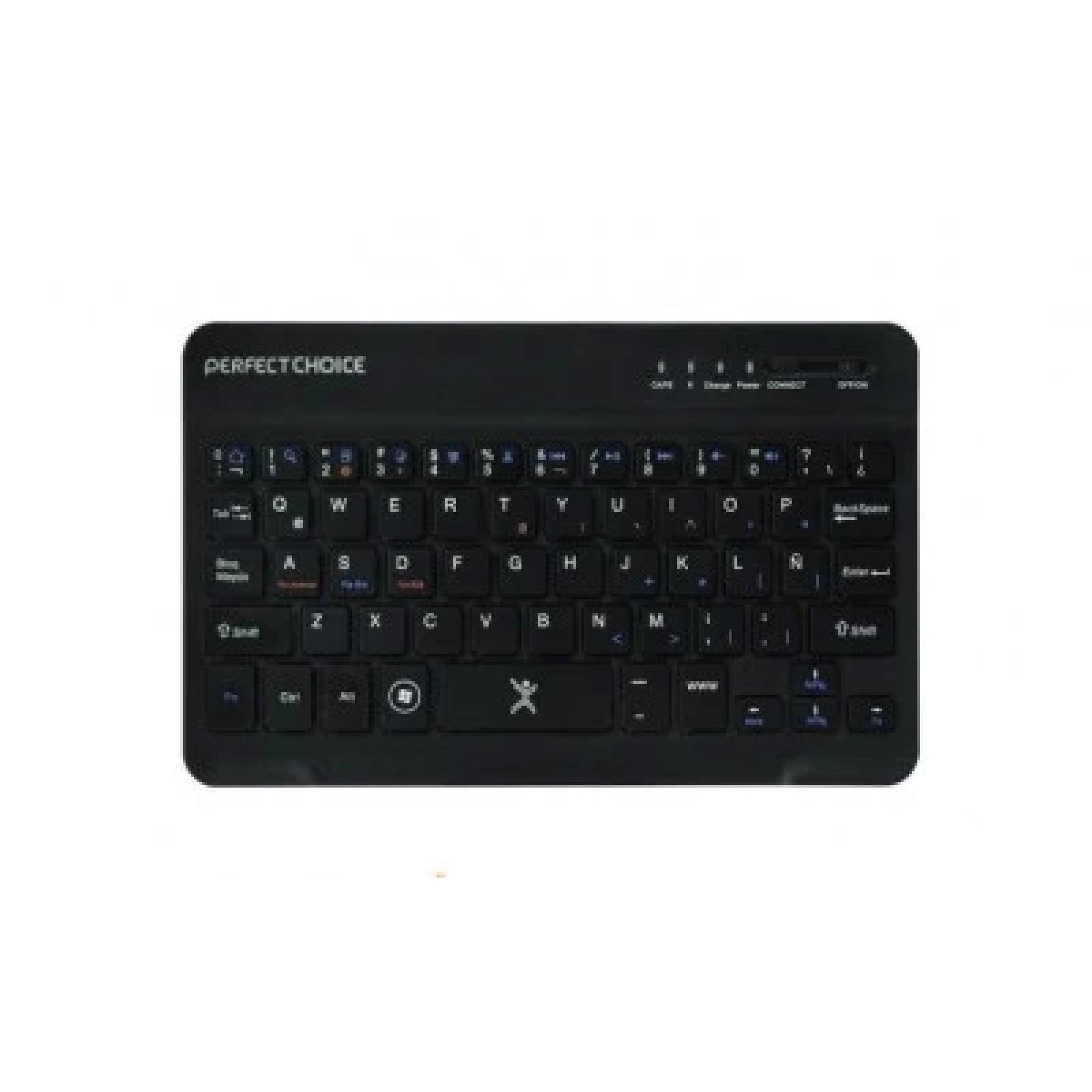 Teclado PERFECT CHOICE Negro, Inalámbrico, Bluetooth