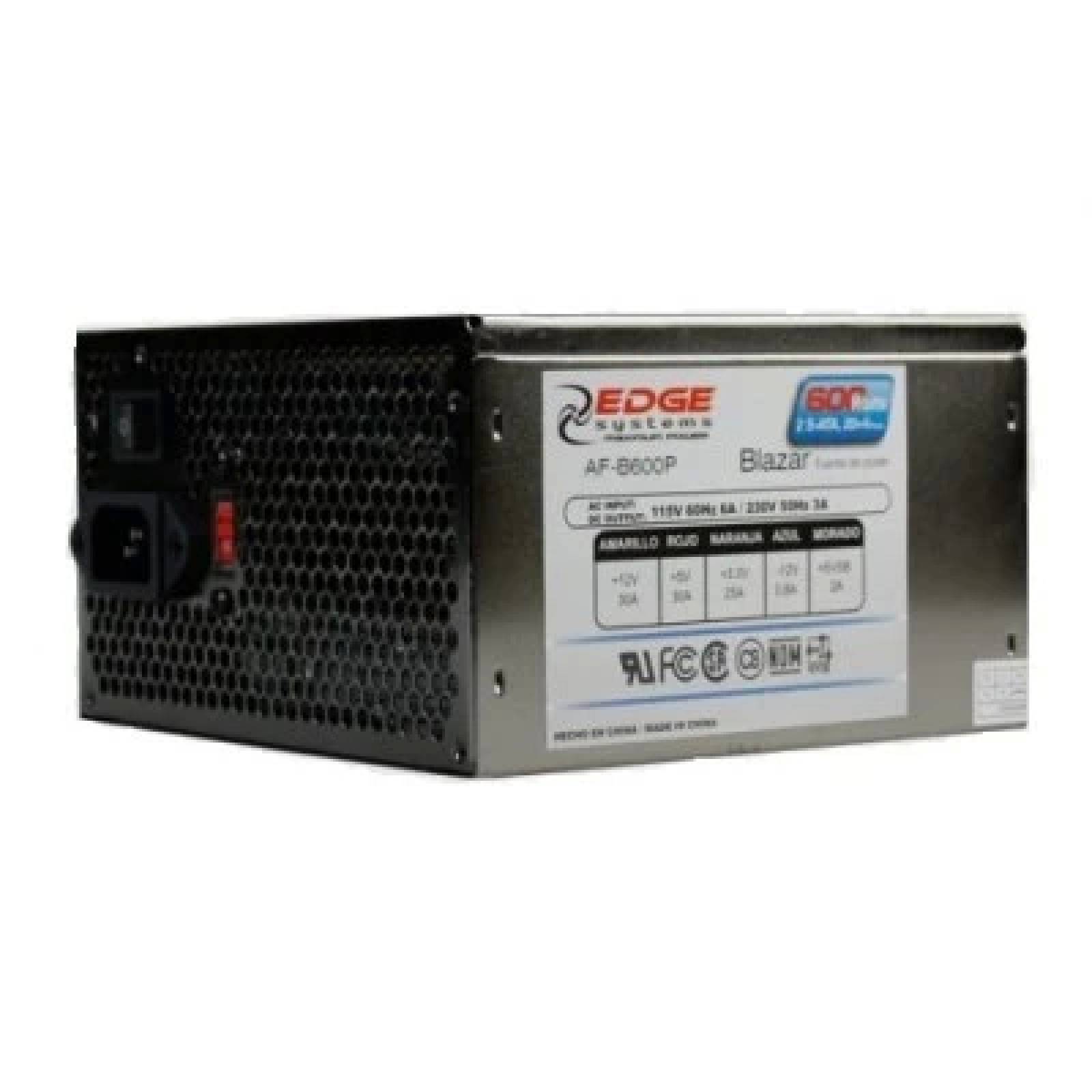 Fuente De Poder Acteck Z600 (es-05003) 600w, 20+4 Pines, 3 Sata, 2 Molex, 1 Pcie 6+2, Ventilador 12cm