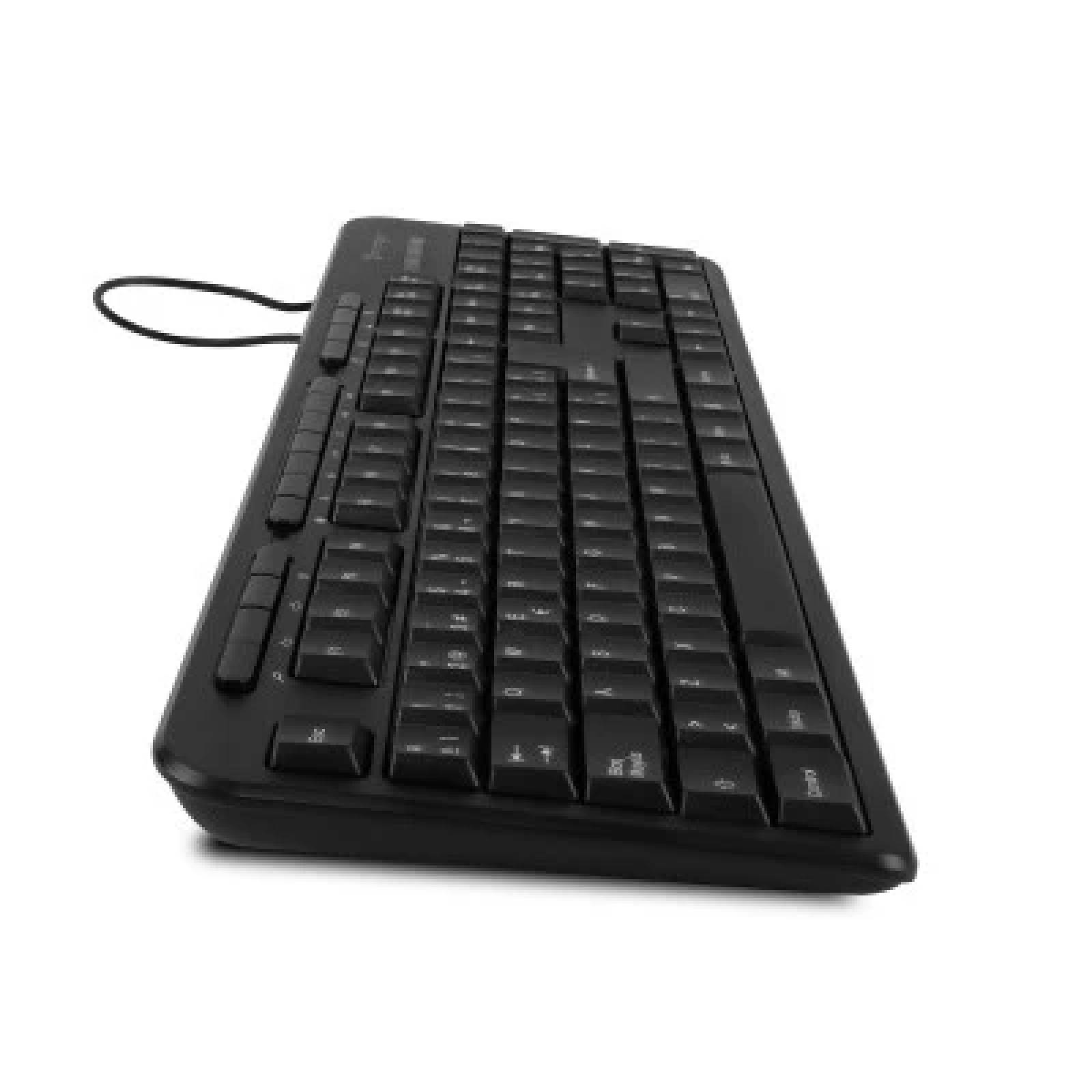 Teclado Vorago KB-204, USB 1.3m, ergonomico, 15 teclas multimedia, negro