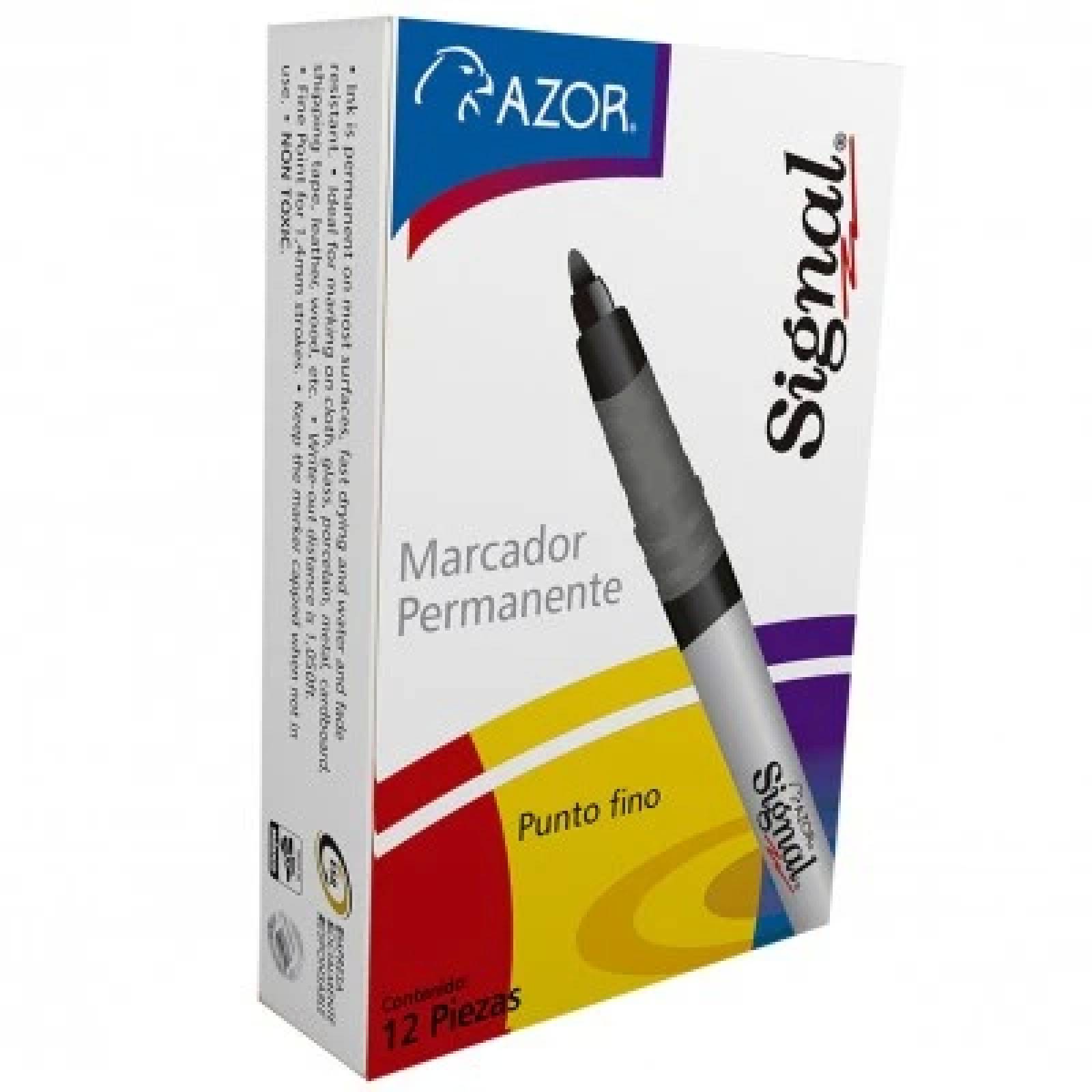 Marcador permanente AZOR SIGNAL 30007 Cafe. Punto Fino. Paquete con 12 piezas. -