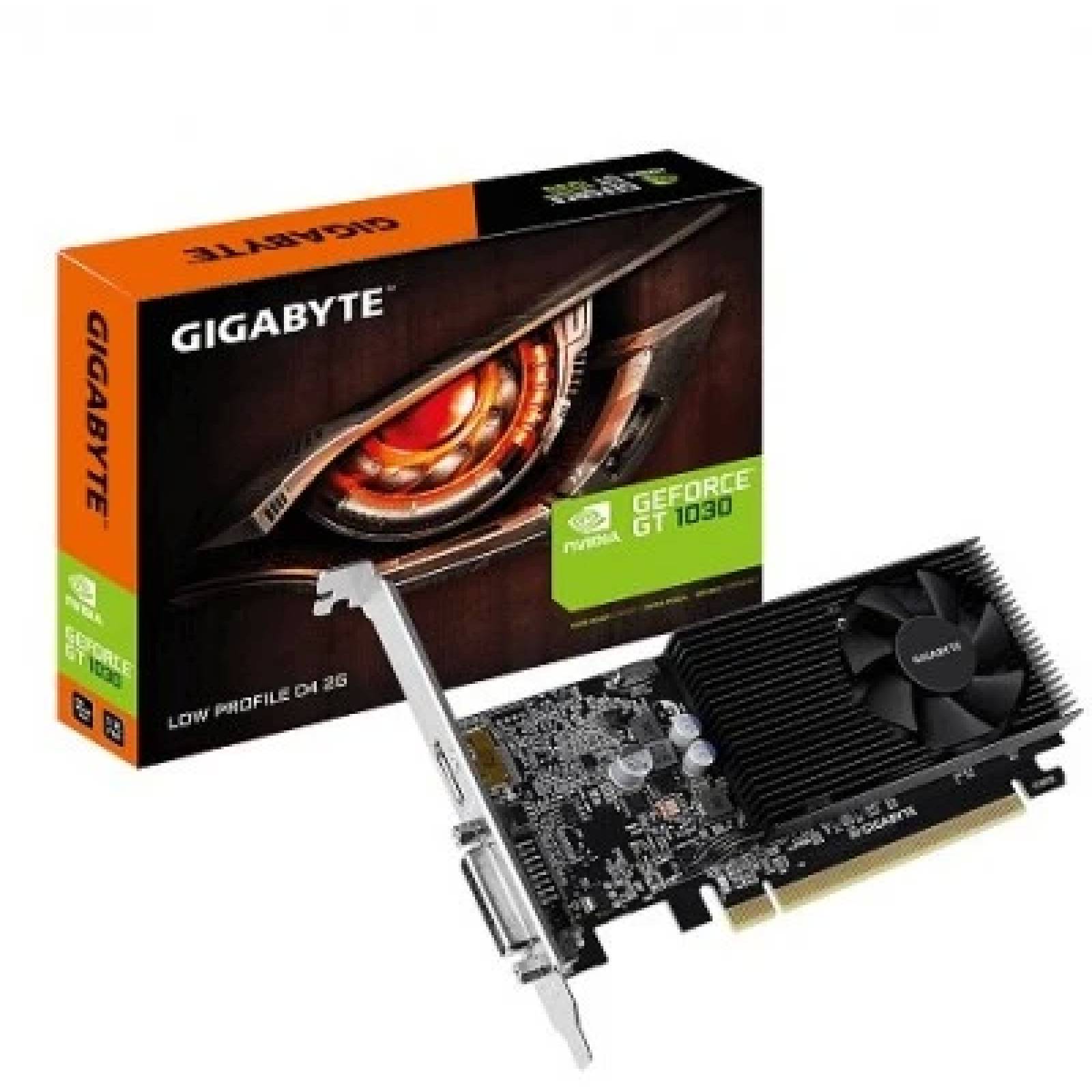 Tarjeta de Video Gigabyte GeForce GT 1030 2GB NVIDIA GeForce GT 1030, 2 GB, DDR4, 4096 x 2160 Pixeles, PCIEx16 3.0, 1xHDMI, 1xDVI