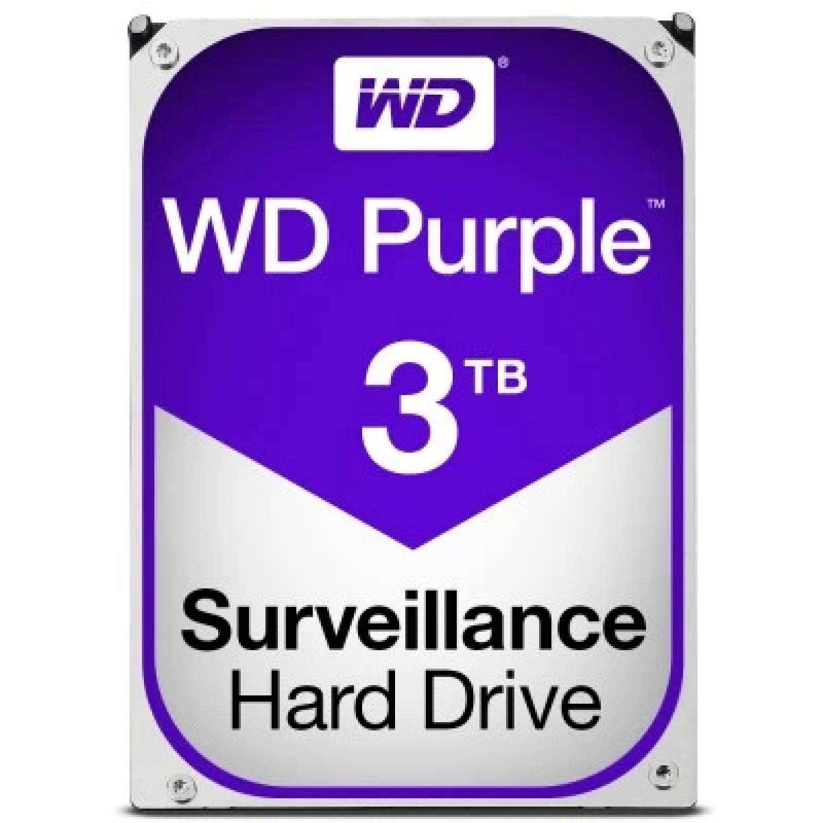 Disco Duro 3 TB WESTERN DIGITAL PURPLE Recertificado - 3 TB, Serial ATA III, 5400 RPM, 3.5", Videovigilancia