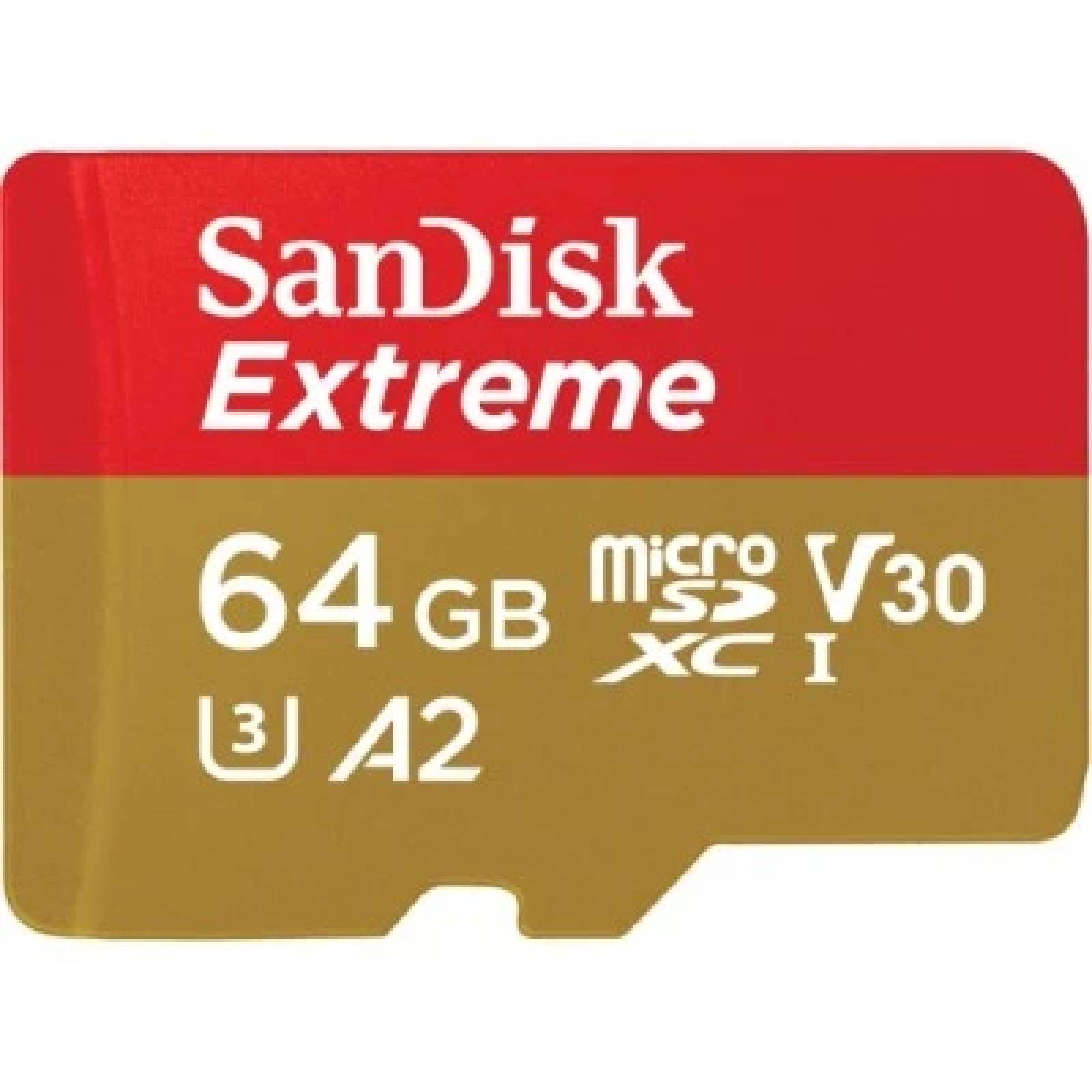 Memoria SanDisk EXTREME Micro SDHC 64GB Clase SANDISK SDSQXA2-064G-GN6MA - 64 GB, Rojo, Clase 10
