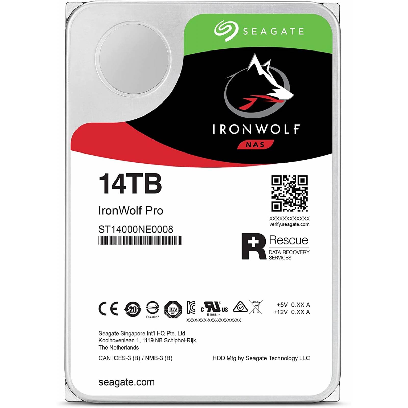 DISCO DURO INTERNO SEAGATE 14TB 3.5 ST14000NE0008 7200RPM IRONWOLF PRO