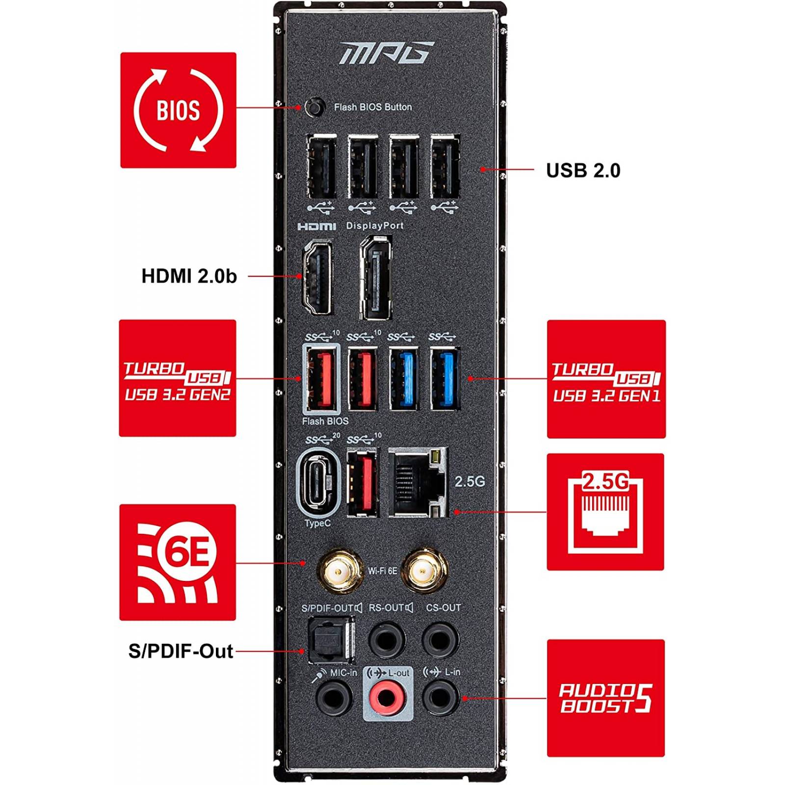 Tarjeta Madre MSI MPG Z590 GAMING CARBON WIFI Skt 1200 Intel 11th Gen 2x PCIe 4.0 1x PCIe 3.0 1x M.2 4x DIMM DDR4 8x USB 2.0 4x USB 3.2 Gen 1