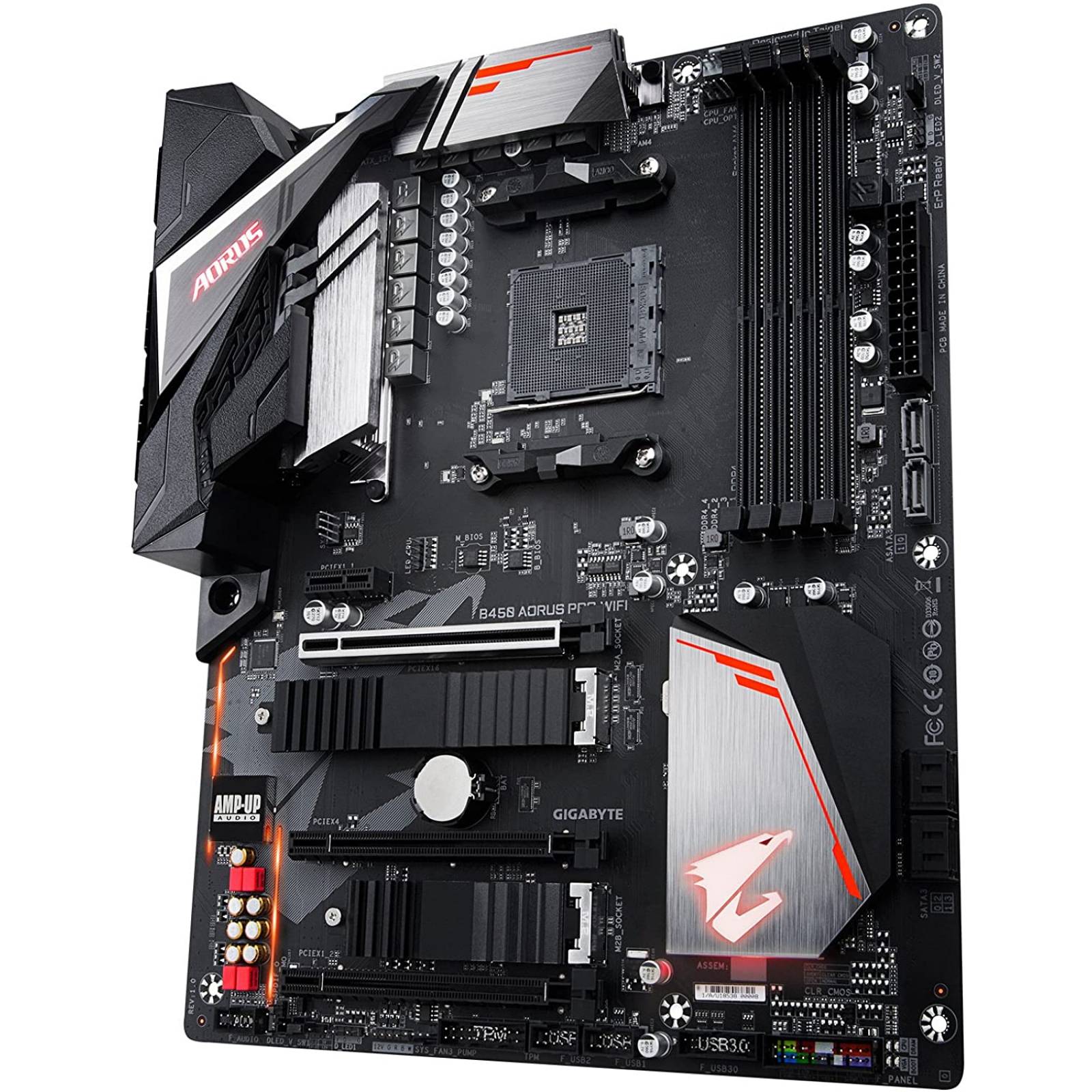 Tarjeta Madre Gaming Gigabyte B450 Aorus Pro Wifi Socket AM4 4xDIMMs 1xPCIe 6xSata3 1xHDMI 1xDVI-D 2xM.2