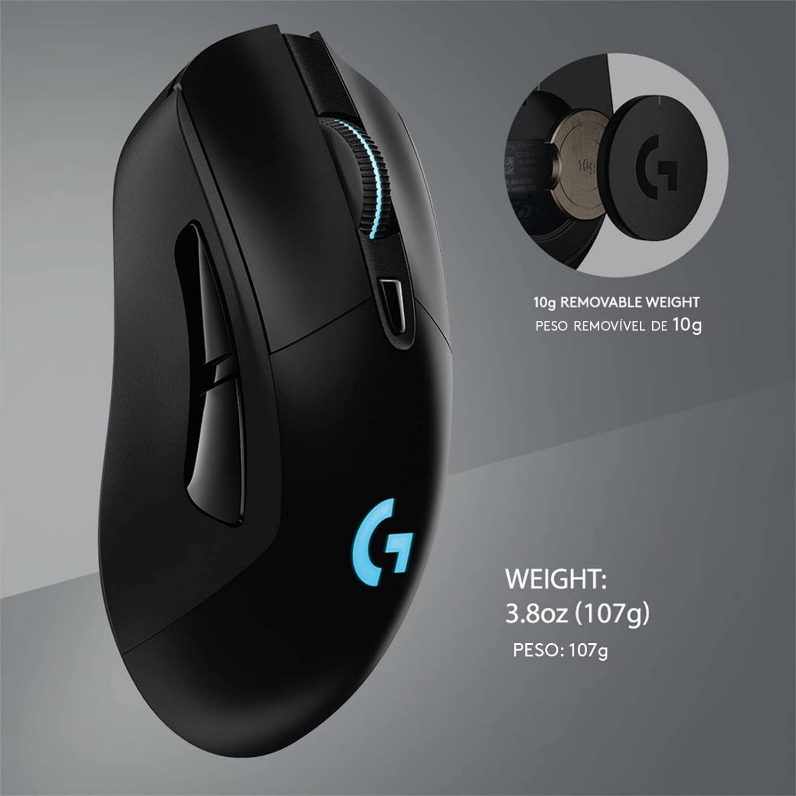 Mouse Gaming LOGITECH G703 LightSpeed USB, Juego, Óptico, 16000 DPI, Negro