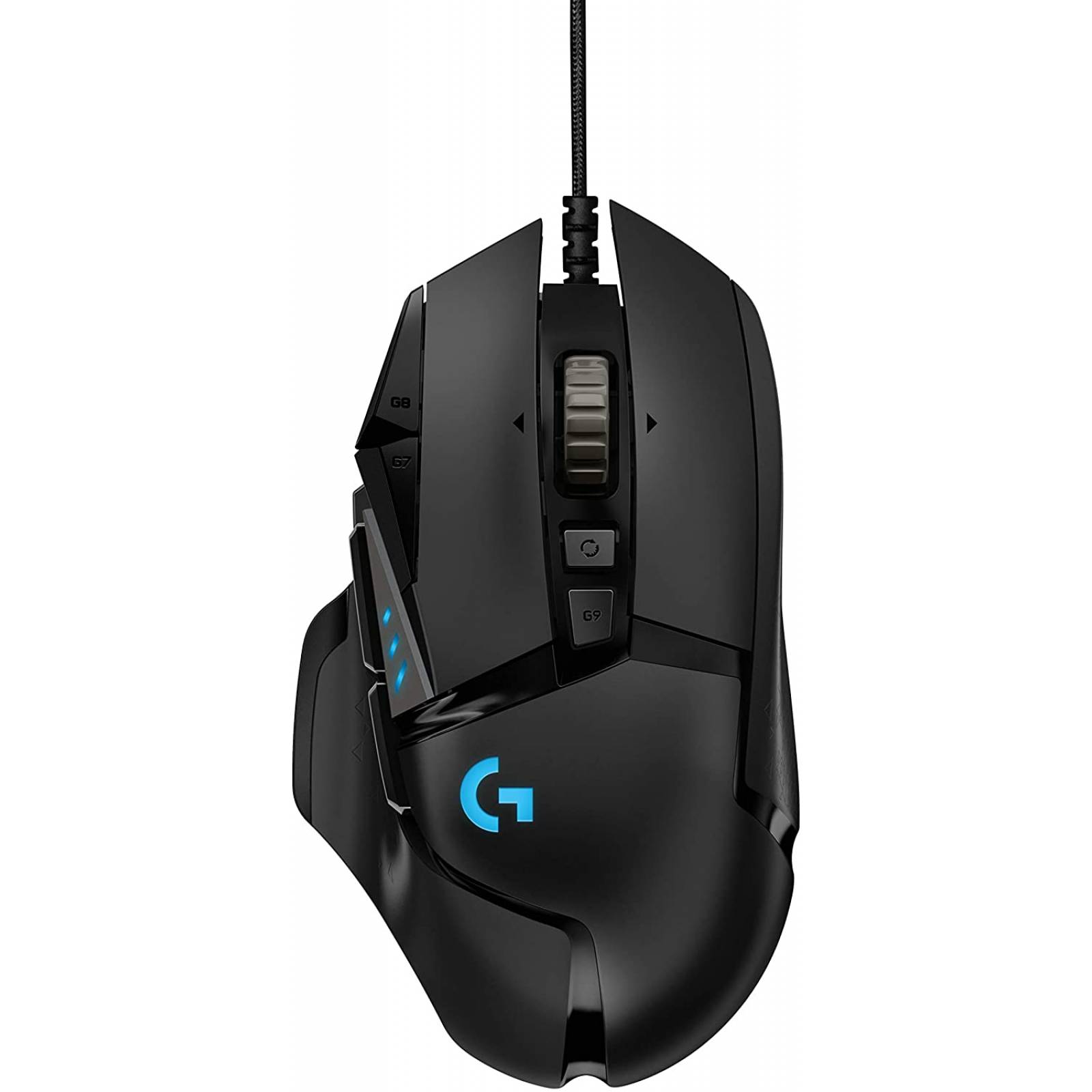 Mouse Logitech Gaming G502 Hero RGB, 10016.000 dpi, Cinco pesas de 3.6 gramos, Velocidad de respuesta 1 ms, sensor Hero, 11 botones programables