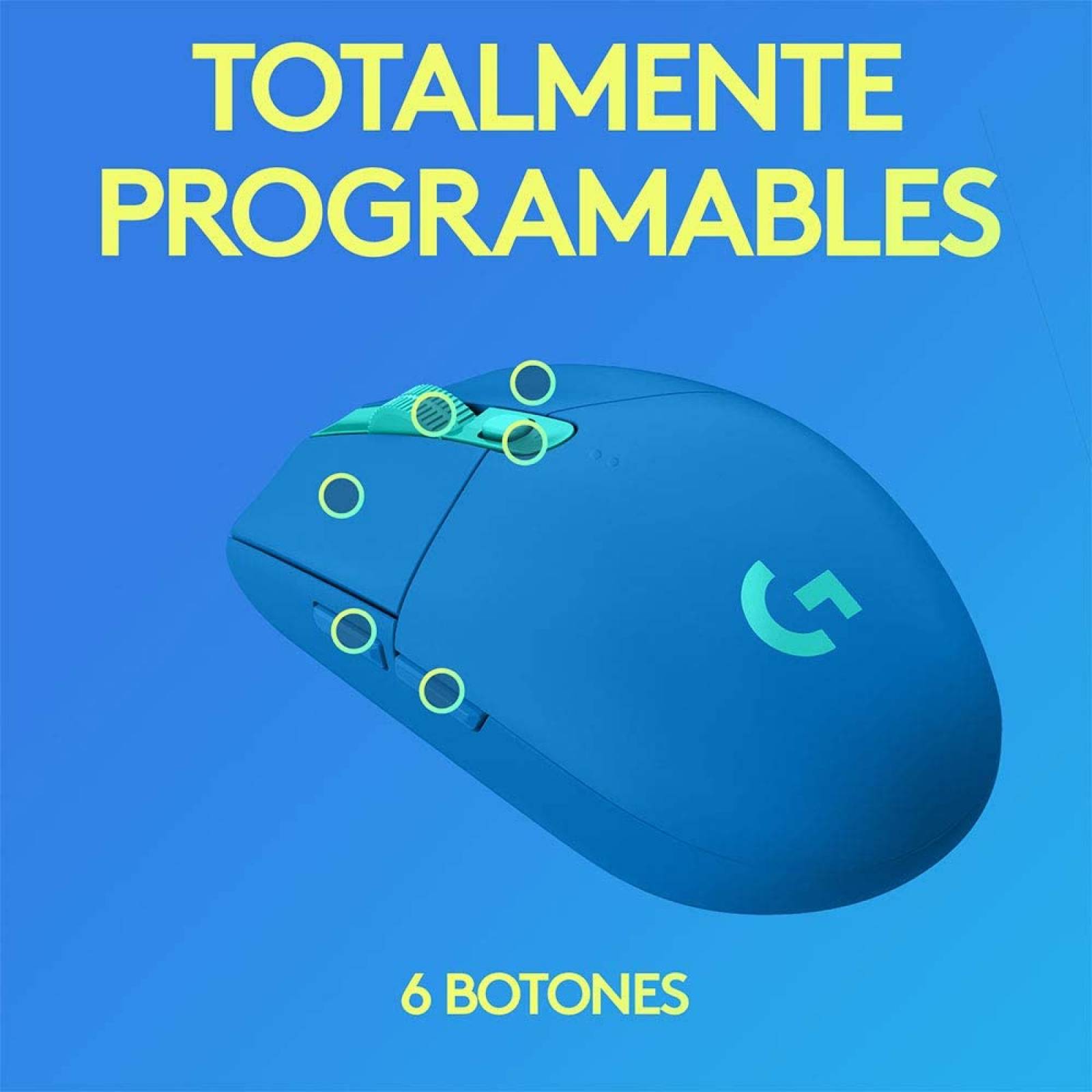 Mouse Gamer Logitech G305 LIGHTSPEED, inalambrico, color Azul, 12000 dpi, 6 botones programables, 910006013
