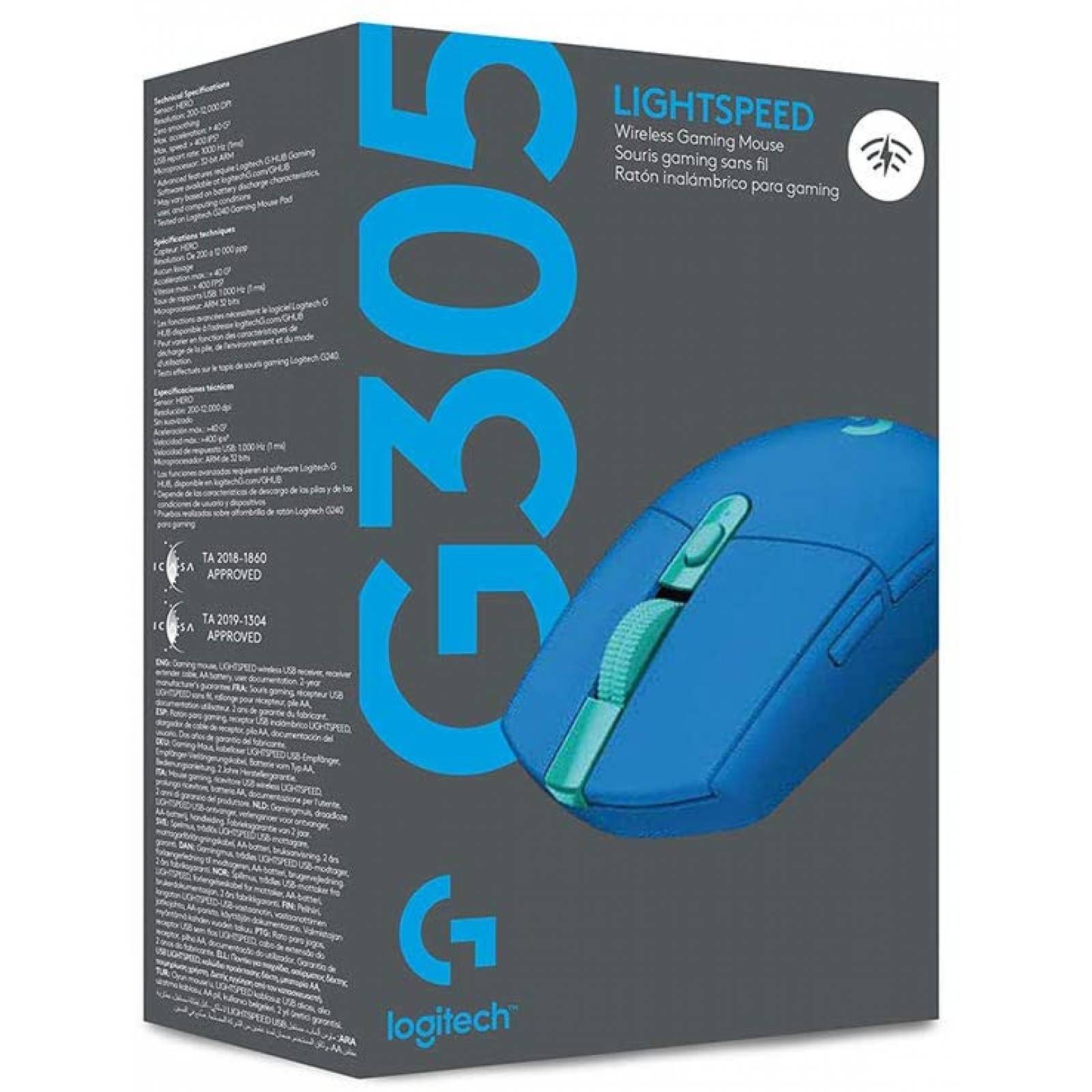 Mouse Gamer Logitech G305 LIGHTSPEED, inalambrico, color Azul, 12000 dpi, 6 botones programables, 910006013