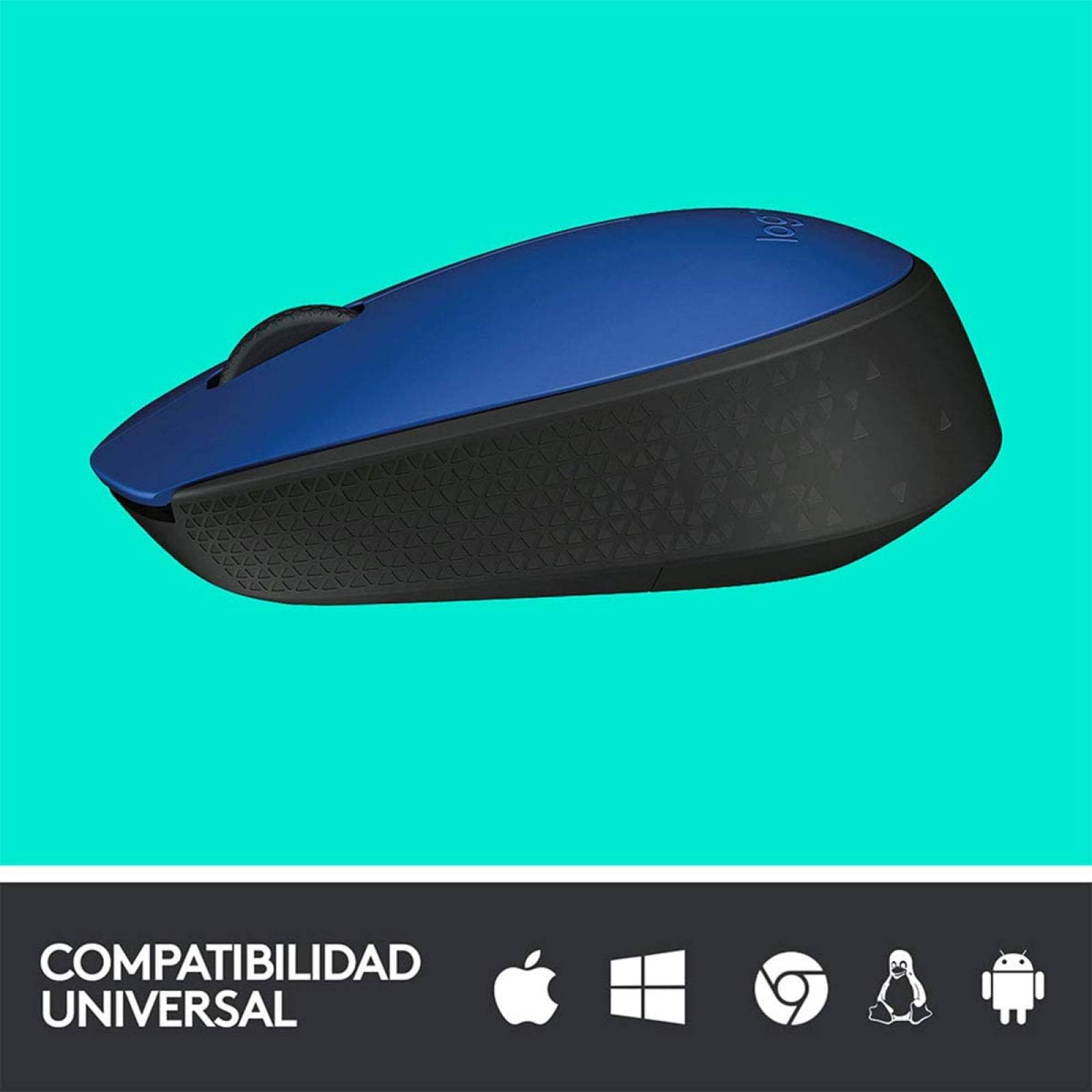 Mouse Inalámbrico Logitech M170, Micro Receptor Usb 2.0, Hasta 10m, Color Azul/Negro 910004800