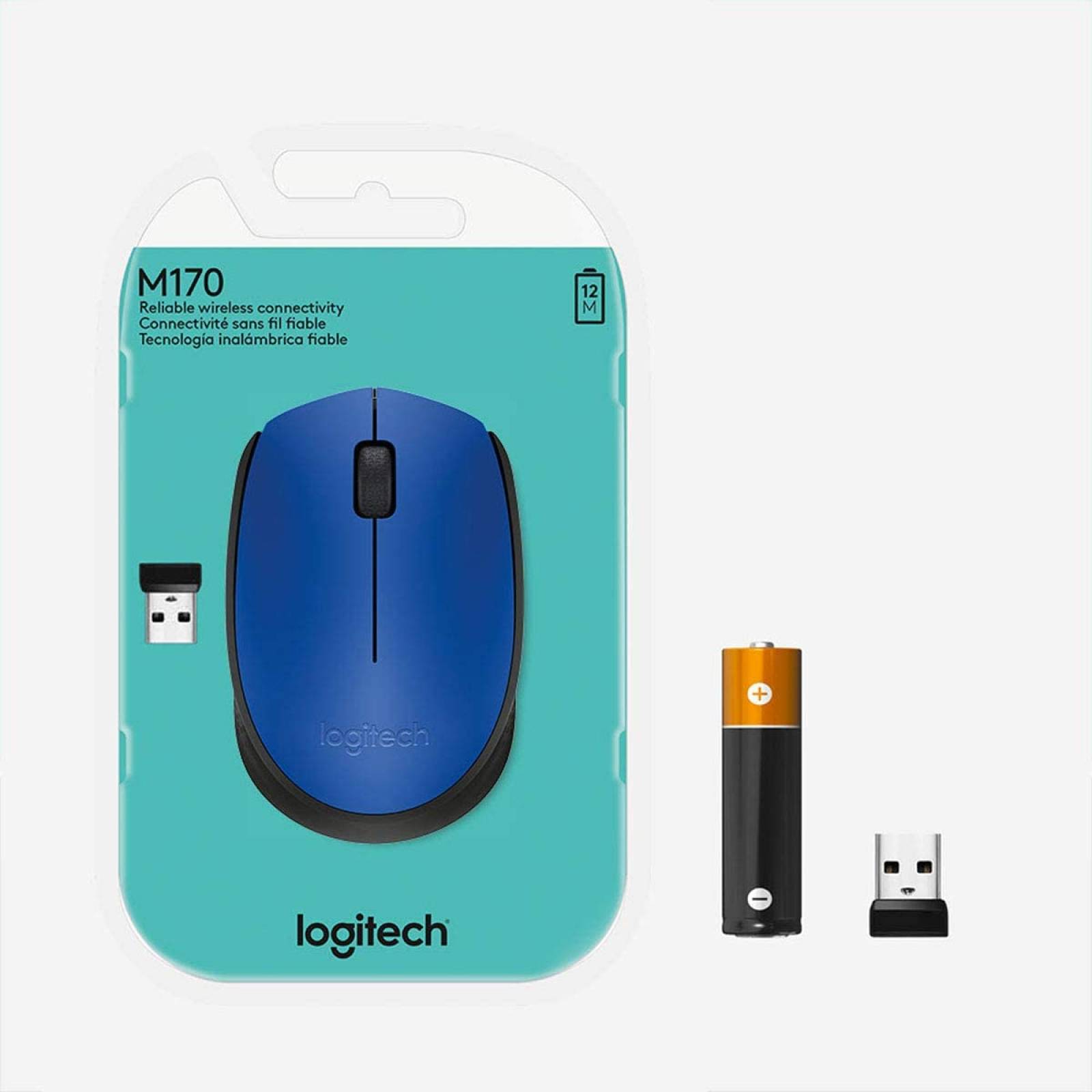 Mouse Inalámbrico Logitech M170, Micro Receptor Usb 2.0, Hasta 10m, Color Azul/Negro 910004800