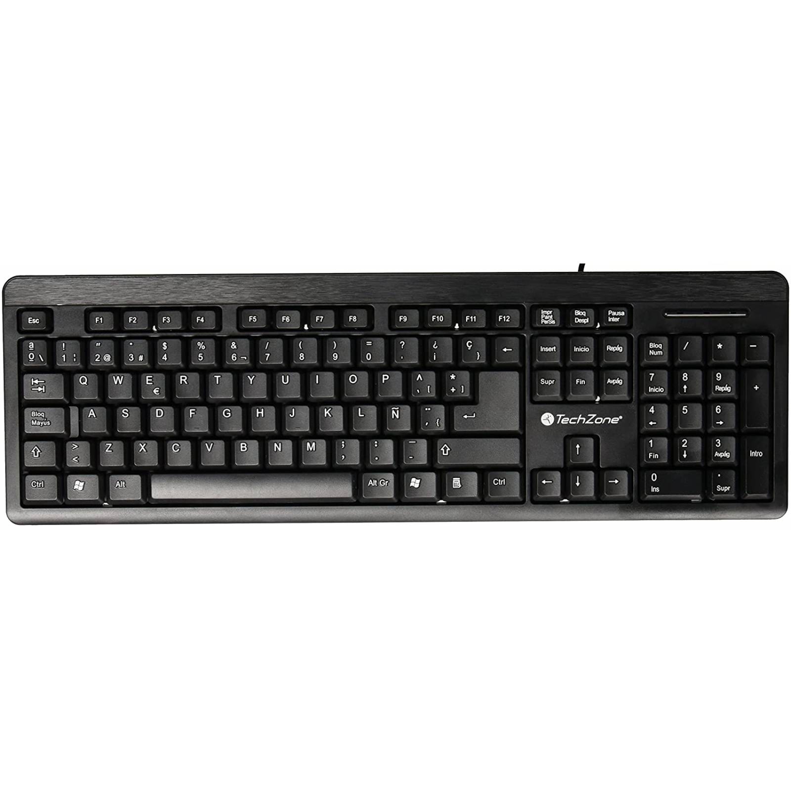Teclado Alambrico TechZone, Conexión Usb, Diseño Ergonomico, Español, Color Negro, TZ16TEC01ALA