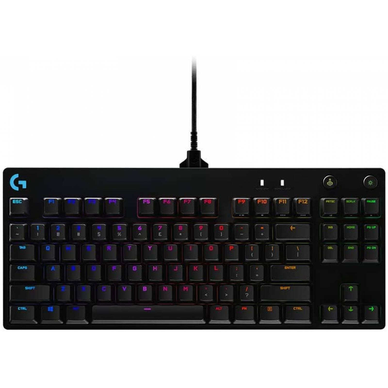 Teclado Gaming Mecanico Logitech G PRO, Interruptores GX Blue, 12 Teclas Programables, Iluminacion RGB Lightsync, Usb 2.0, Color Negro 920009388