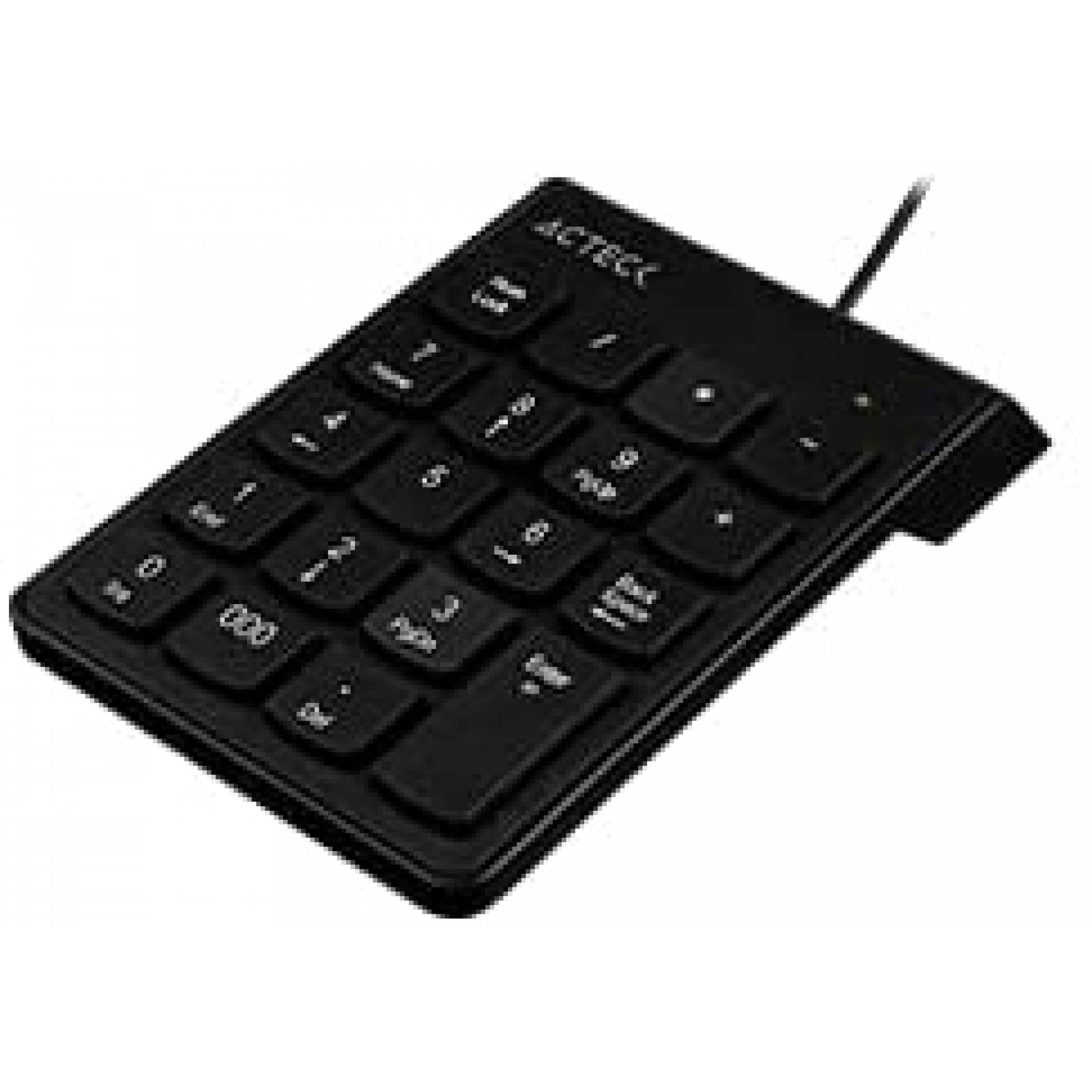 Teclado numerico Acteck Inspire TN220, alambrico, USB, cable 1.20m, 19 teclas, consumo 5V, Negro, AC932622