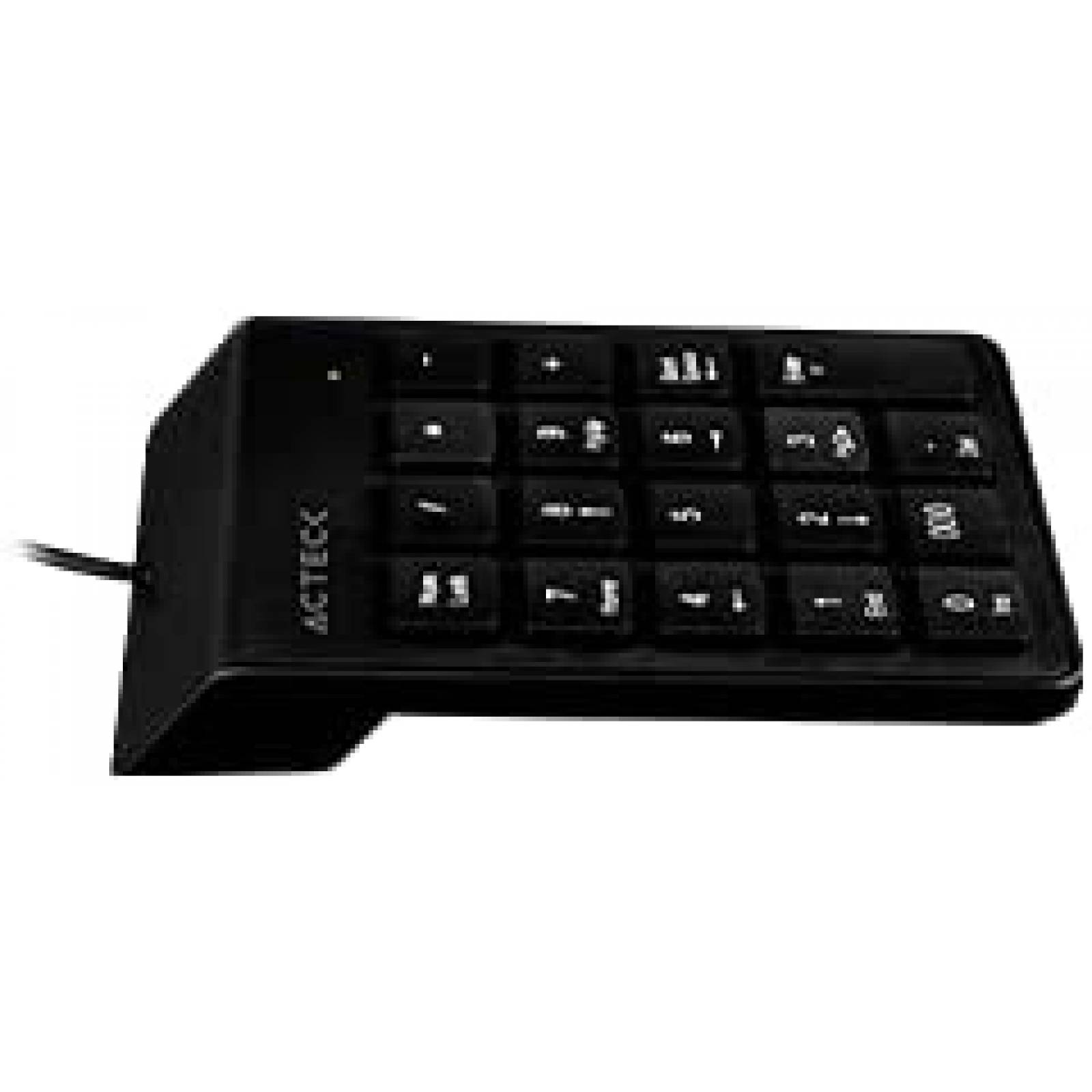 Teclado numerico Acteck Inspire TN220, alambrico, USB, cable 1.20m, 19 teclas, consumo 5V, Negro, AC932622