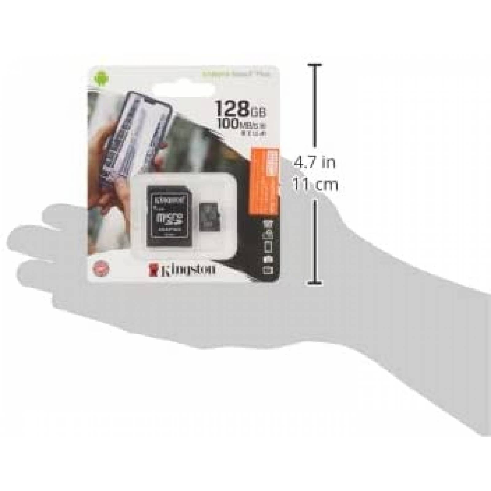 Memoria Micro SD Kingston Canvas Select Plus, 128GB, Class 10, Escritura 100 Mbs, UHSI, Inclye Adaptador SD SDCS2128GB