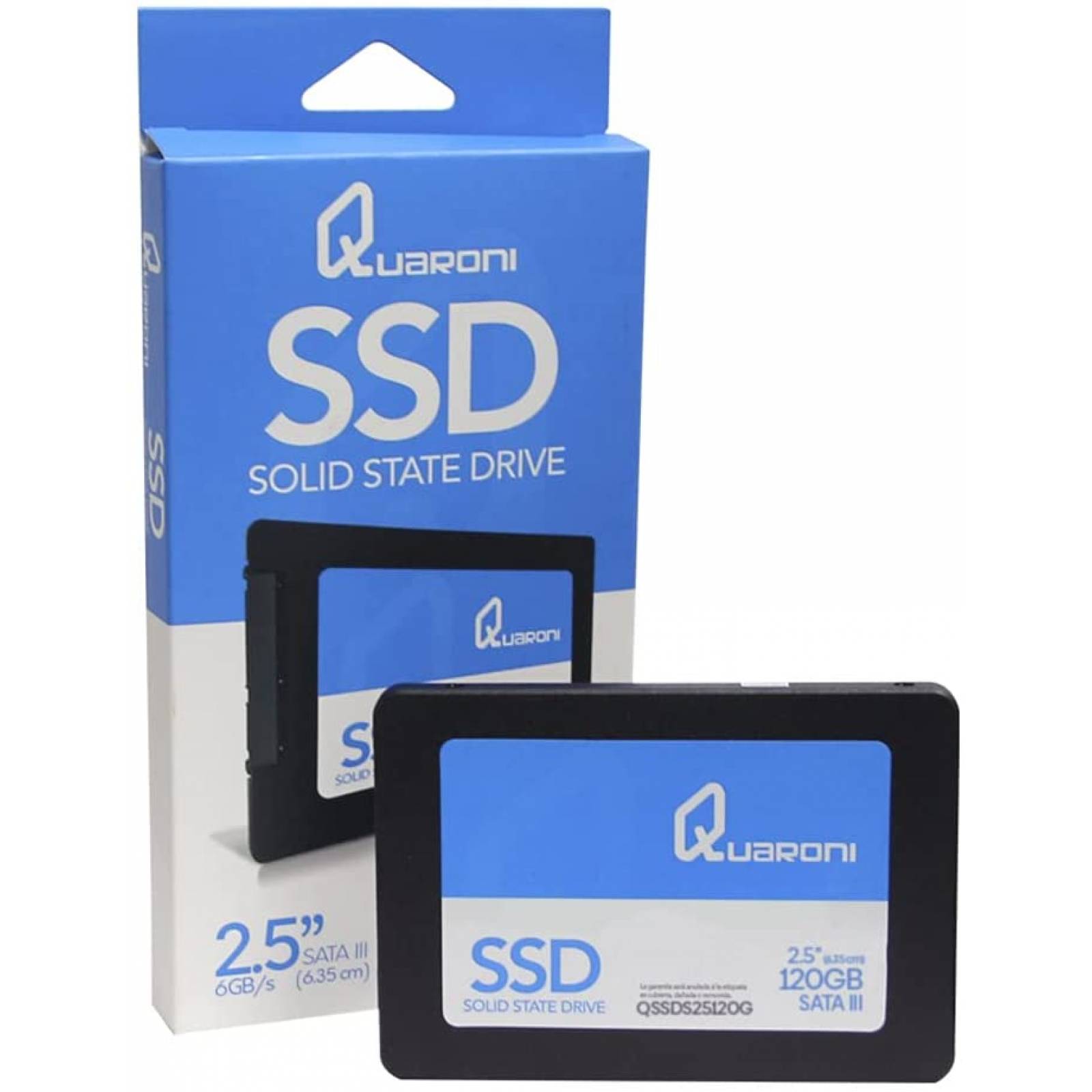 UNIDAD DE ESTADO SOLIDO SSD QUARONI 2.5 120GB SATA3 6GB/S 7MM LECT 410MB/S ESCRIT 170MB/S.