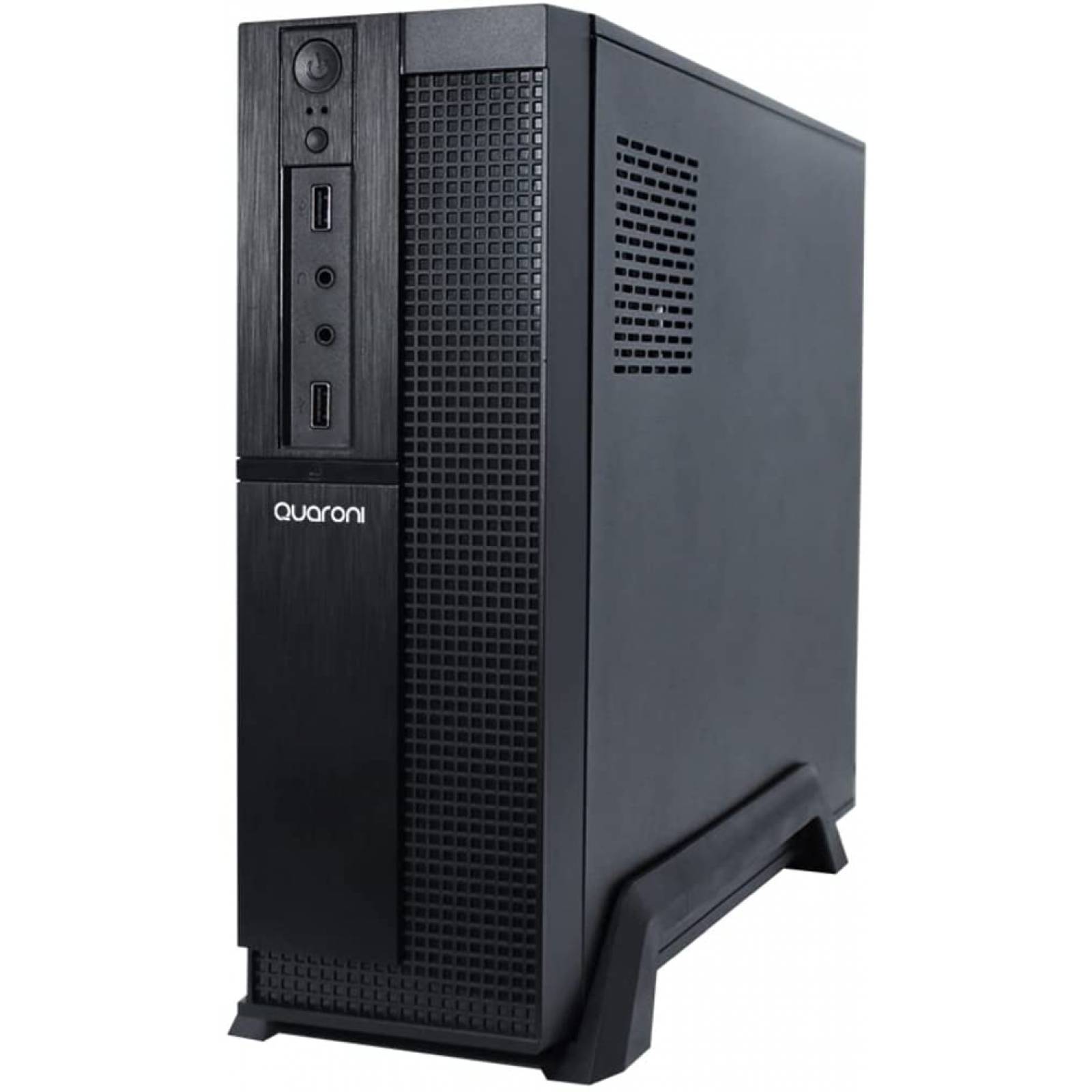 GABINETE SLIM QUARONI MICRO ATX /MINI ITX/FUENTE DE PODER 500W /COLOR NEGRO ACABADO CUADRICULADO