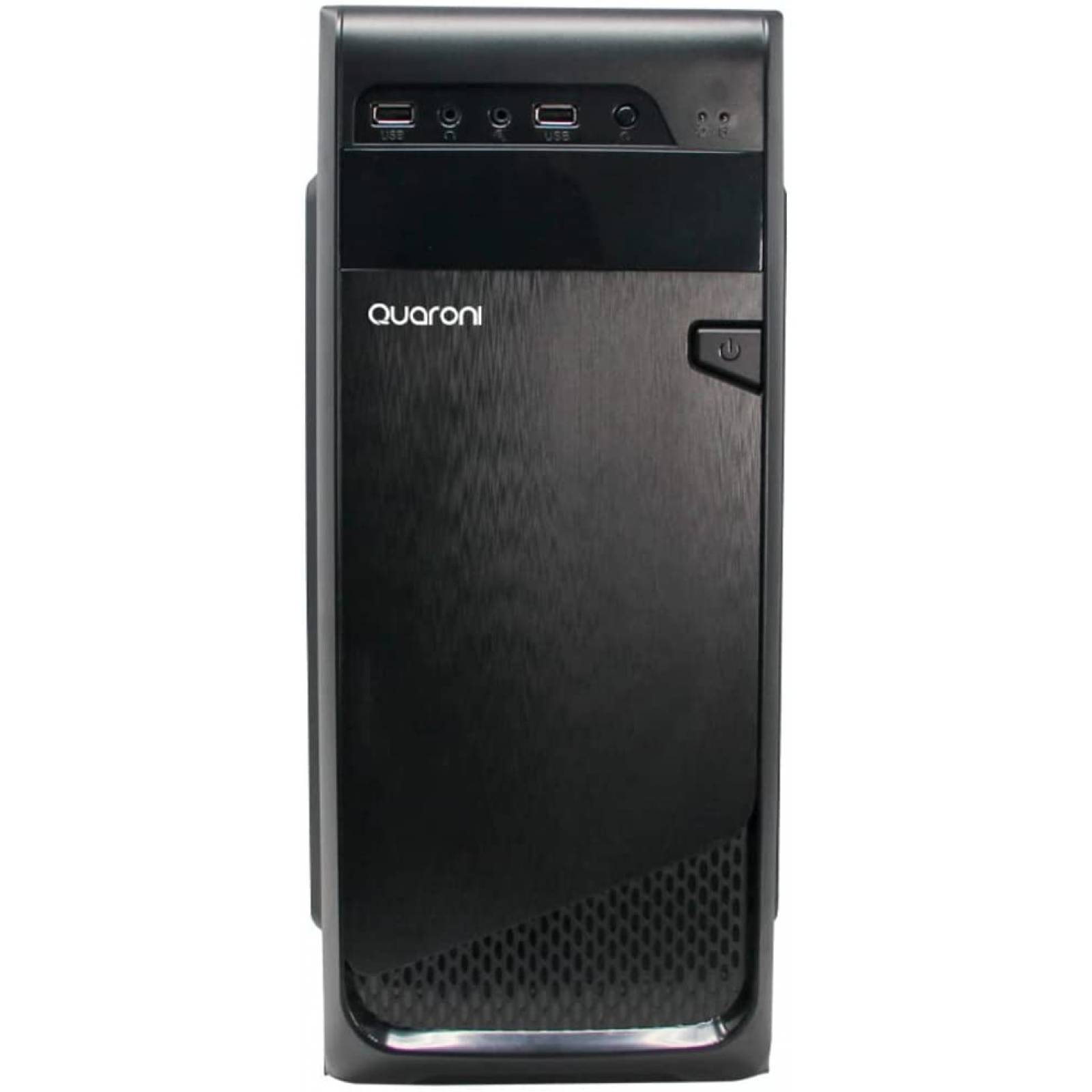 GABINETE MEDIA TORRE QUARONI FORMATO ATX/ MICRO ATX /MINI ITX/ USB 2.0 FUENTE DE PODER INCLUIDA 500W COLOR NEGRO ACABADO CEPILLADO