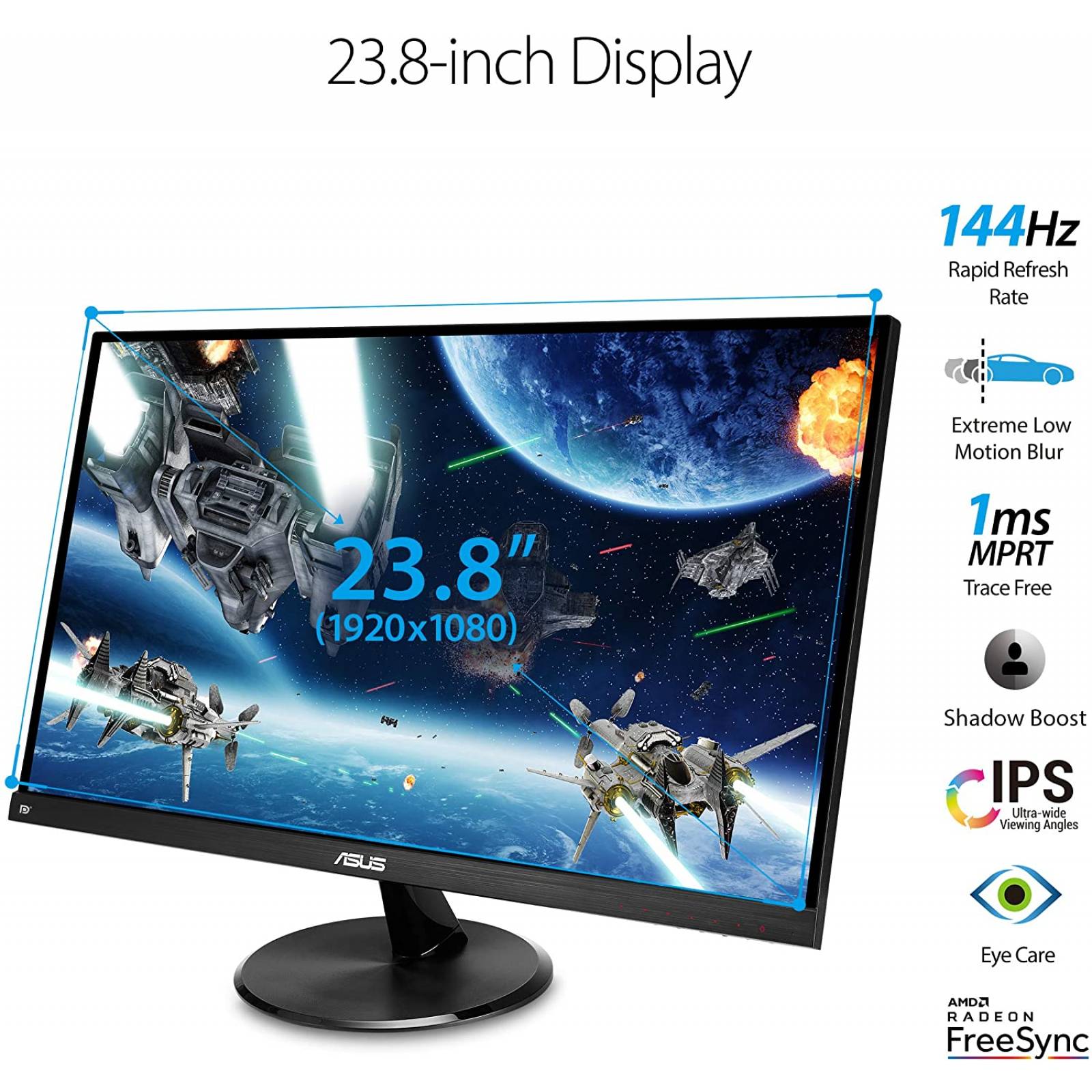 MONITOR ASUS VP249QGR 23.8" FHD 1920 X 1080 144HZ/IPS/1MS/HDMI/DP