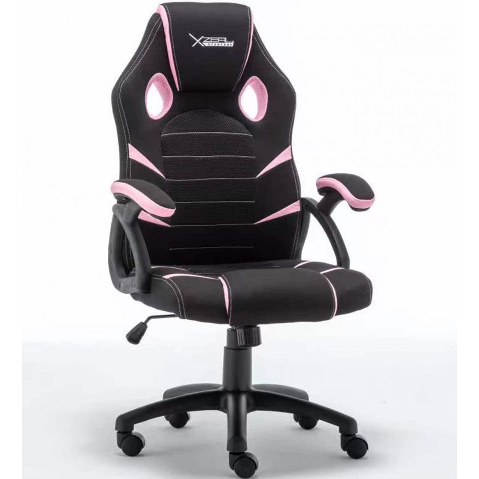Silla Gamer Xzeal Starter XST50 respaldo ergonomico piston de clase 3 5 soportes de Nylon brazos con Foam base de acero Rosa Negro XSST050P