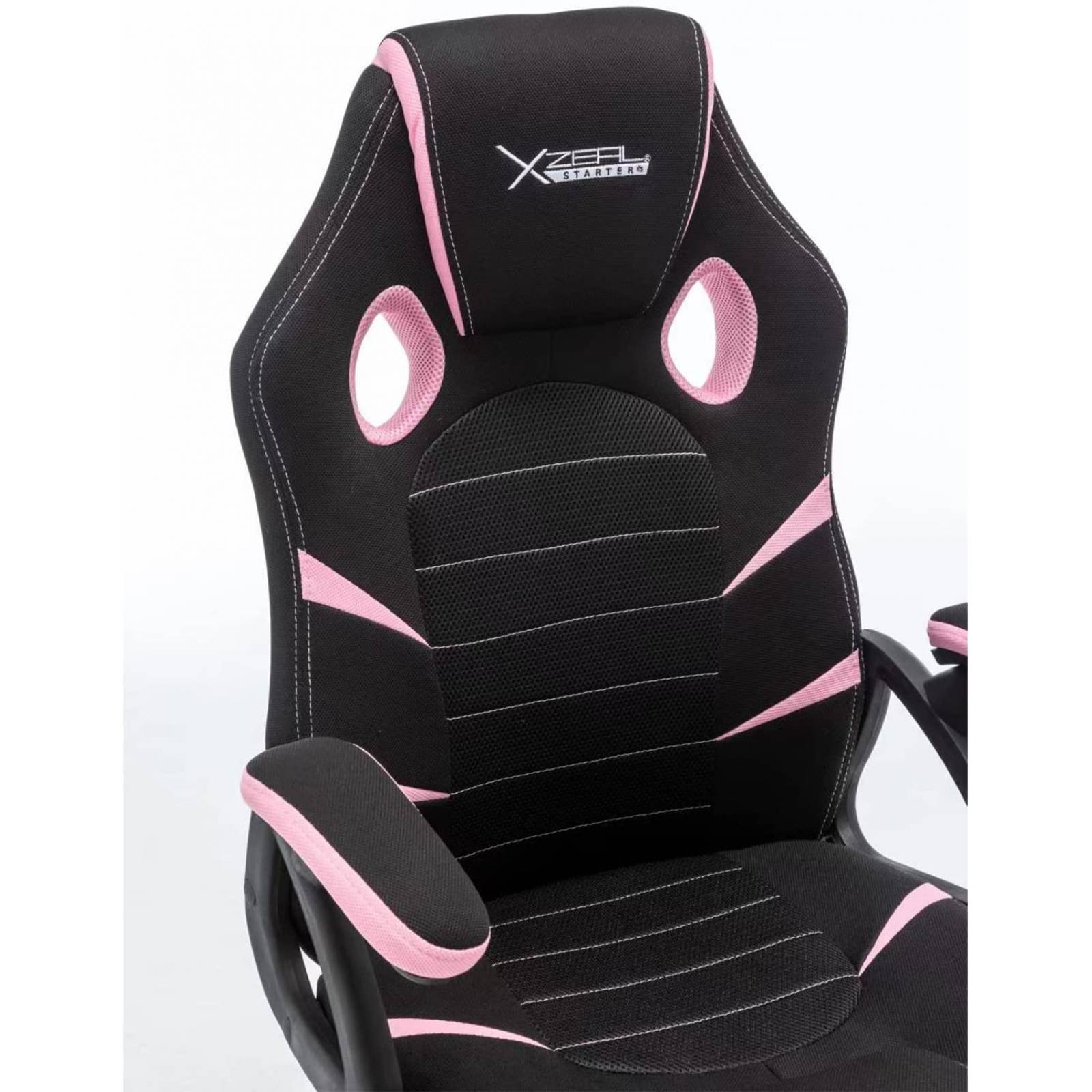Silla Gamer Xzeal Starter XST50 respaldo ergonomico piston de clase 3 5 soportes de Nylon brazos con Foam base de acero Rosa Negro XSST050P