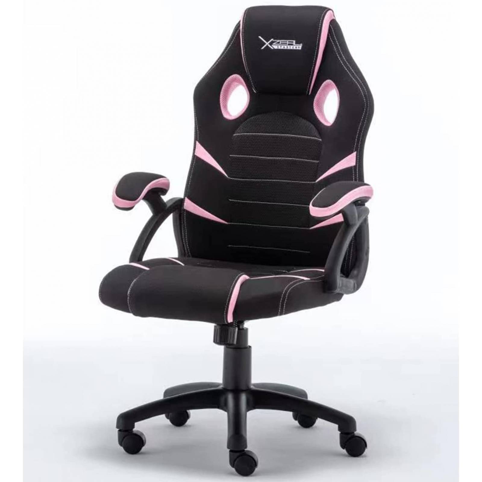 Silla Gamer Xzeal Starter XST50 respaldo ergonomico piston de clase 3 5 soportes de Nylon brazos con Foam base de acero Rosa Negro XSST050P