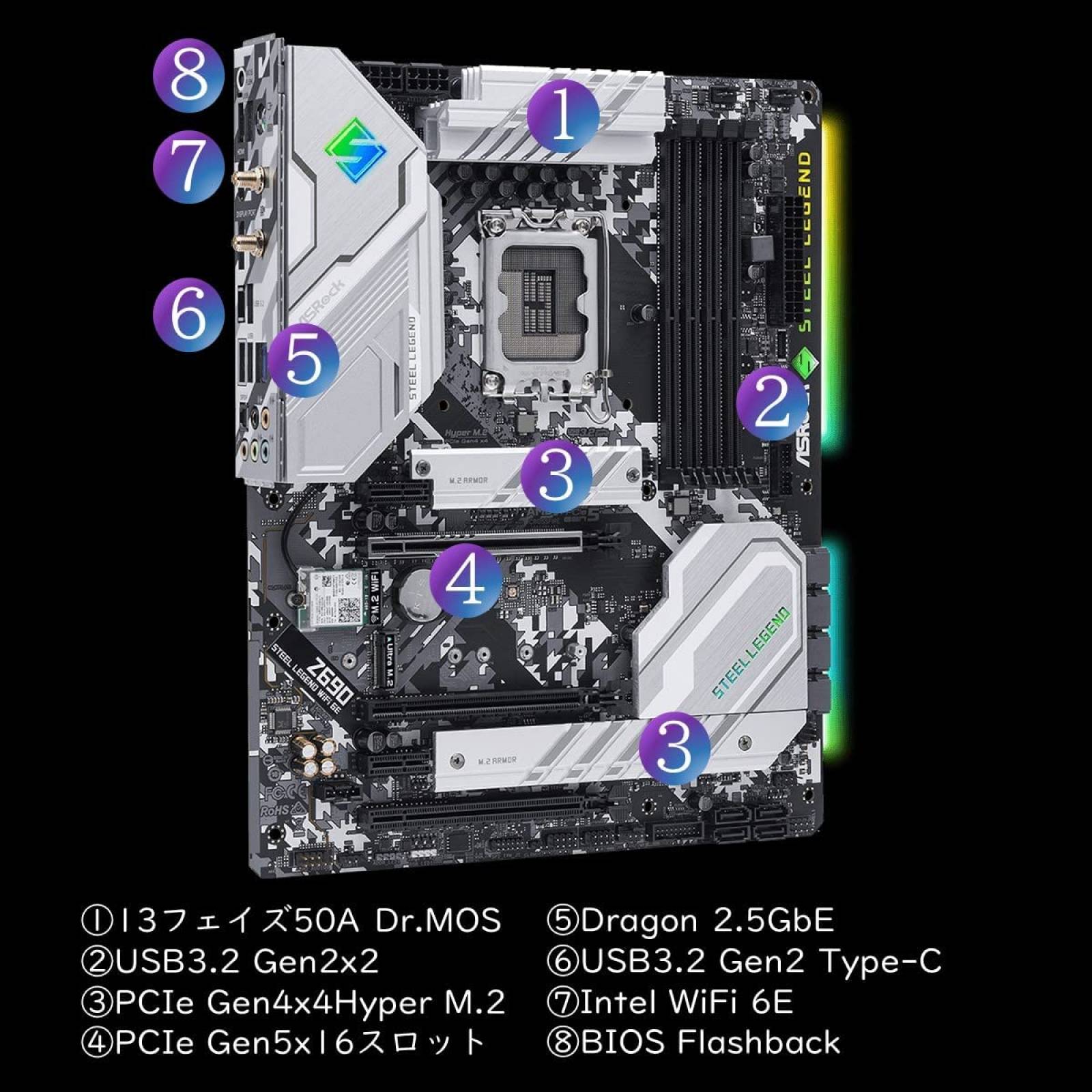 TARJETA MADRE ASROCK Z690 STEEL LEGEND WIFI 6E SOC 1700 DDR4HDMIPCIE