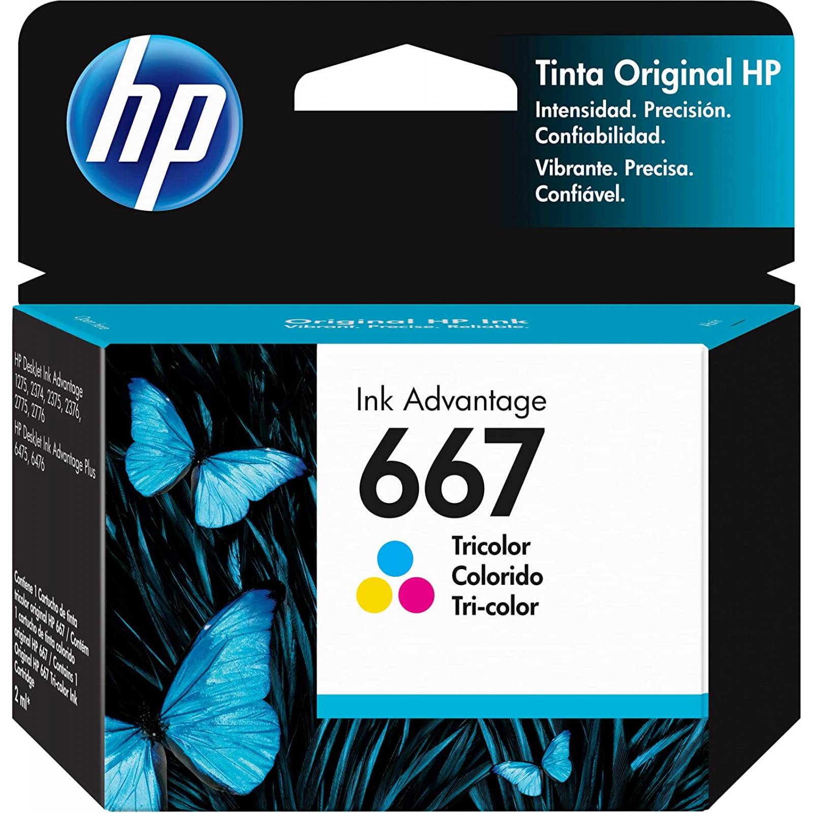 Cartucho de tinta HP 667 Tricolor para DESKJET 1275, 2375, 237, 2776, 6475, 6476, 3YM78AL