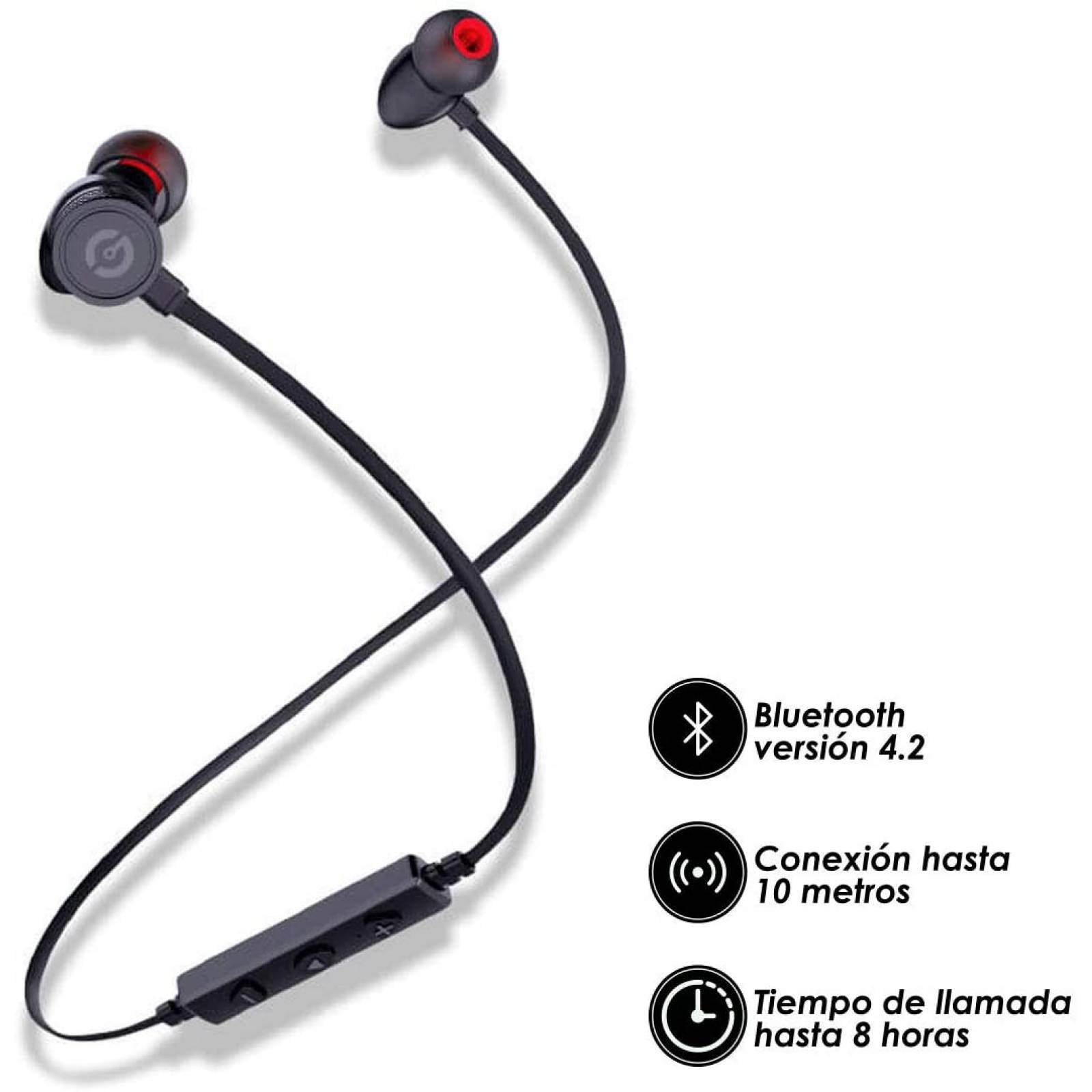 AUDIFONOS MANOS LIBRES GETTTECH GAP-29702 BT 4.2 NEG/ROJO GE-200