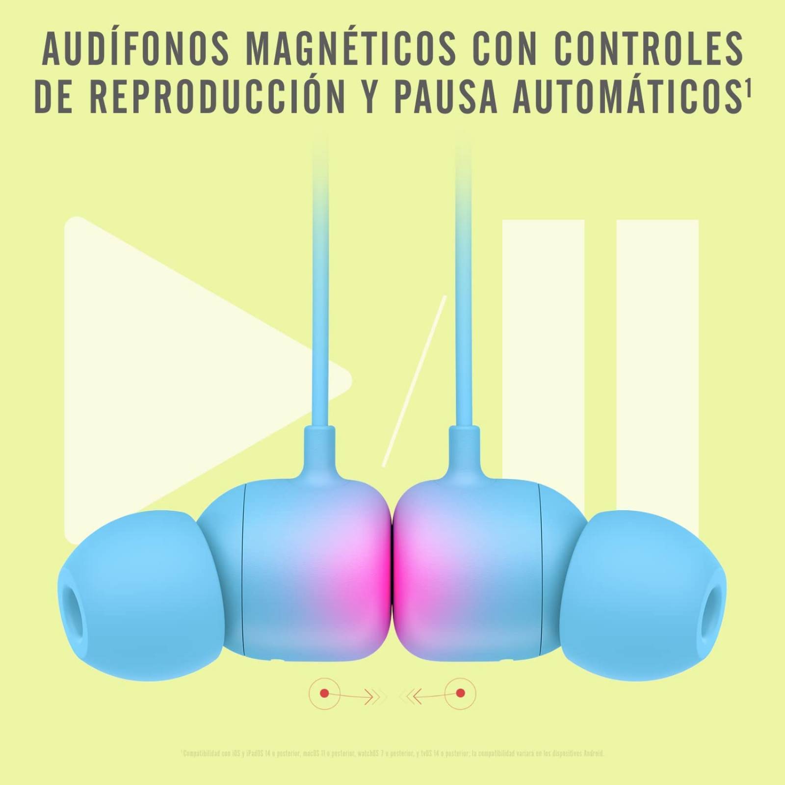 Audífonos in-Ear Beats Flex inalámbricos Chip W1 para audífonos diseñado por Apple audífonos magnéticos tecnología Bluetooth® Class 1 12 Horas de Audio: Azul