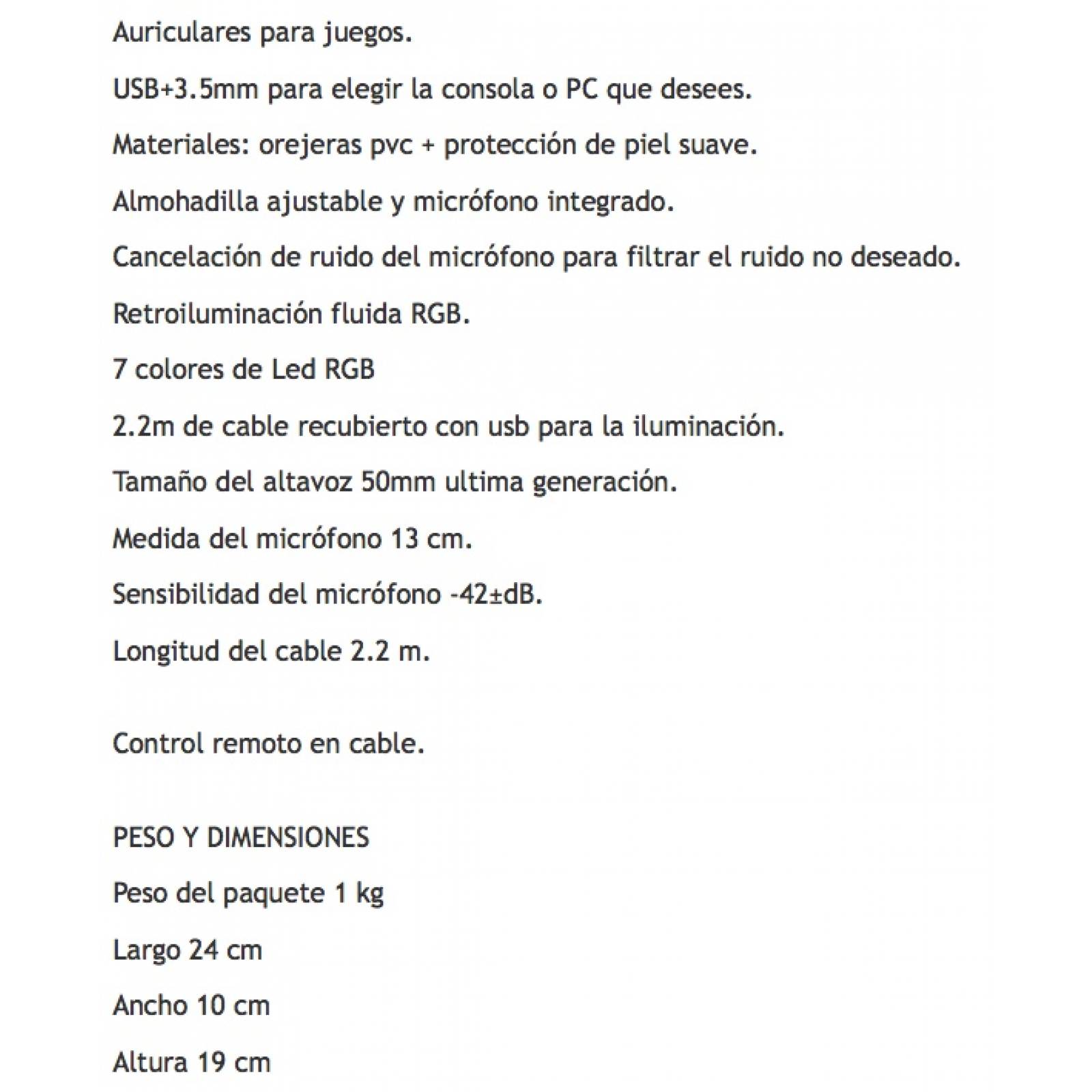 Diadema Gamer Xzeal XZ2015 RGB Led USB 3.5mm (XZHD205B)