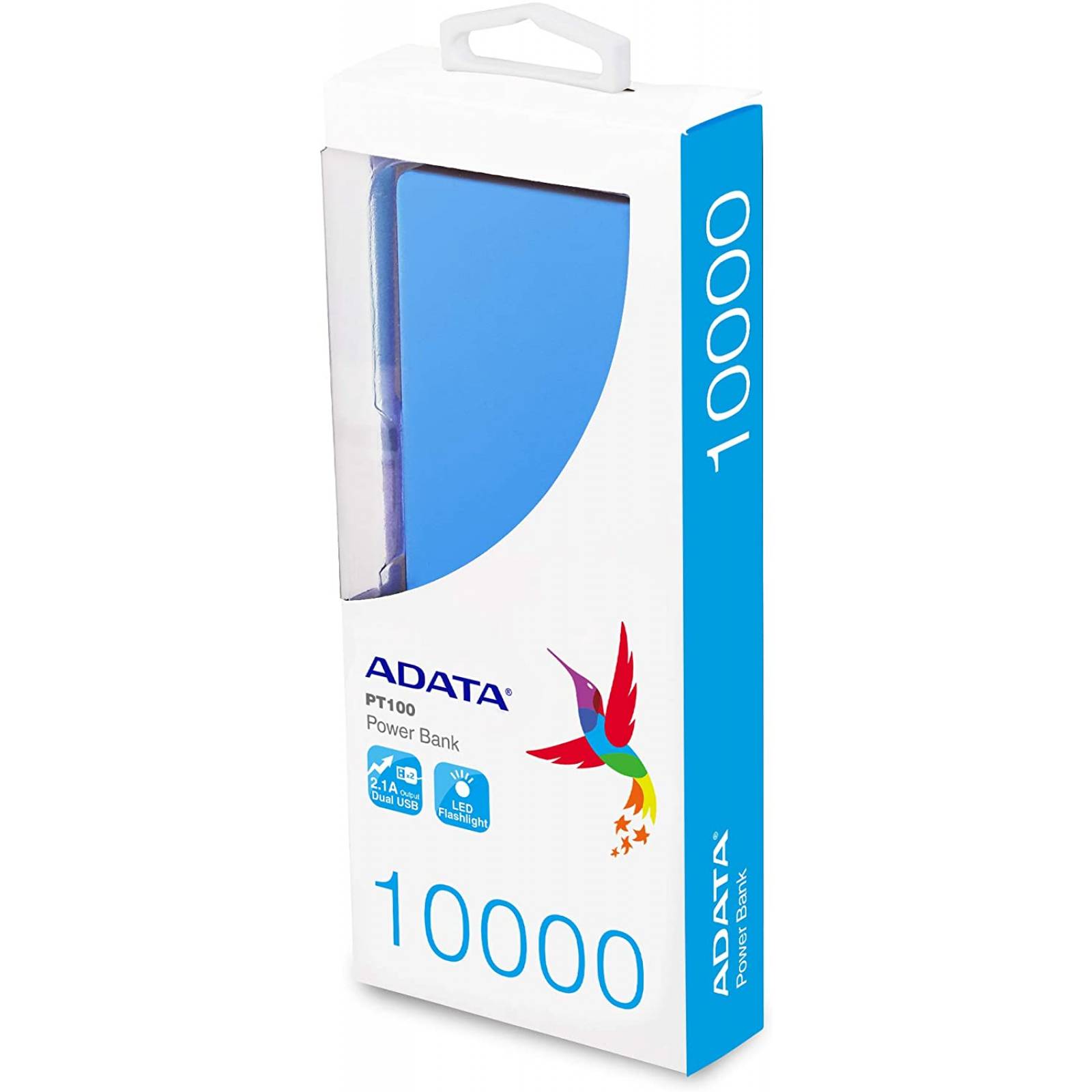 Cargador Portátil (power bank) ADATA PT100, 5V, 2 Puertos 1A/2.1A, 10000mAh, Lithium-ion, Azul, (APT100-10000M-5V-CBLWH)