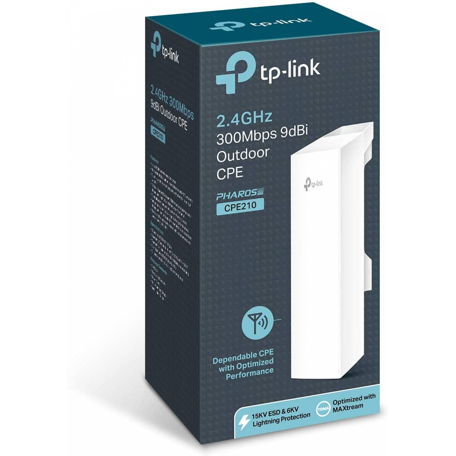 ACCESS POINT TP-LINK PHAROS CPE210, 300MBPS, 2.4GHZ, 9 DBI, 802.11N/G/B, PARA EXTERIOR