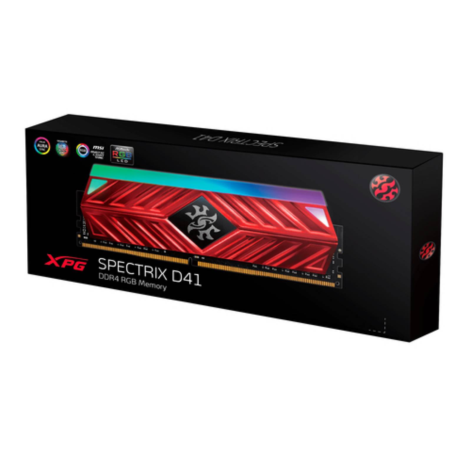 Memoria ram XPG SPECTRIX D41 8GB, DDR4, 3200 MHz, CL 16-20-20, disipador Rojo, AX4U32008G16A-SR41