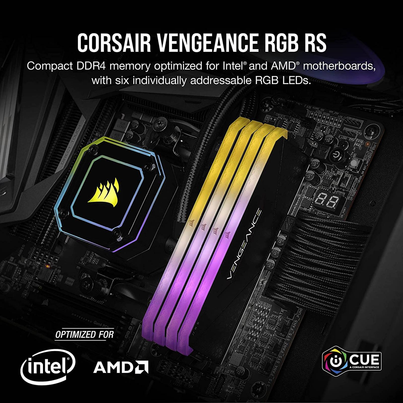Memoria RAM Dimm Corsair Vengeance DDR4 8GB 3200MHz, Aura Sync RGB, Negro, (CMG8GX4M1E3200C16)