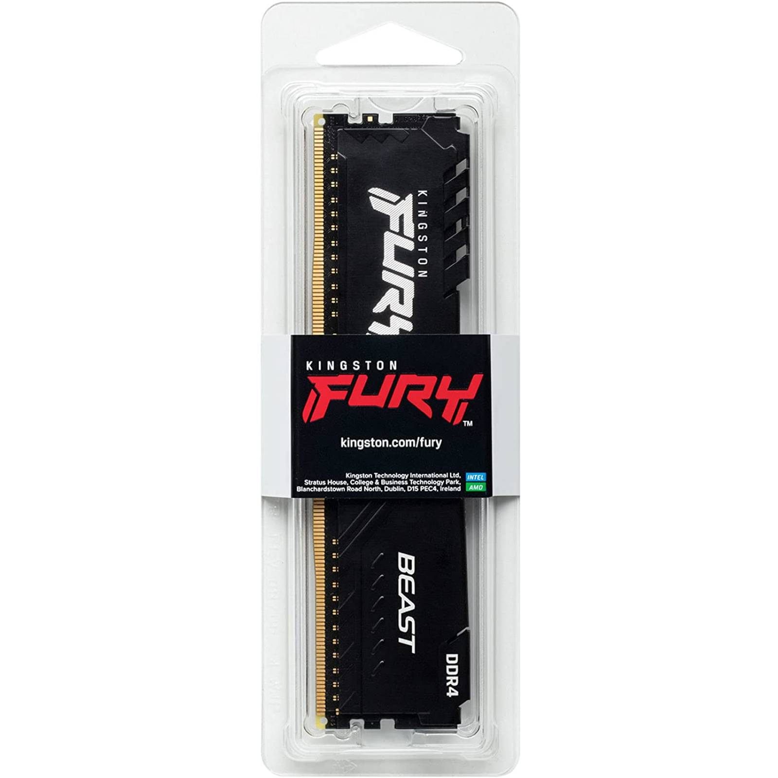 Memoria Kingston FURY Beast, 8GB, 2666MHz, DDR4, CL16, DIMM, Disipador, Negro (KF426C16BB/8)