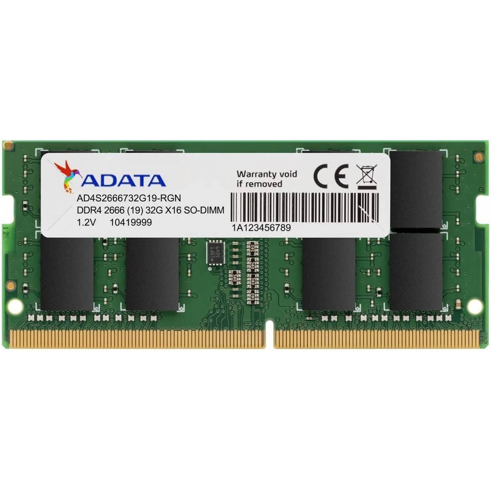 MEMORIA DDR4 ADATA 8GB 2666 MHz SODIMM (AD4S26668G19-SGN)