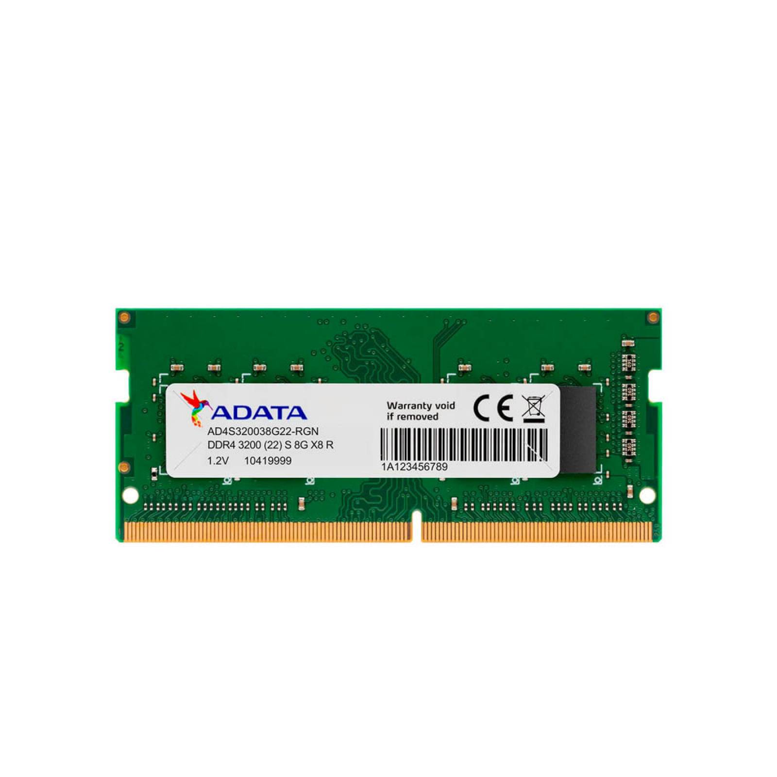 Memoria RAM ADATA SODIMM 8GB DDR4, 3200 MHz, PC4-25600, (AD4S32008G22-SGN)