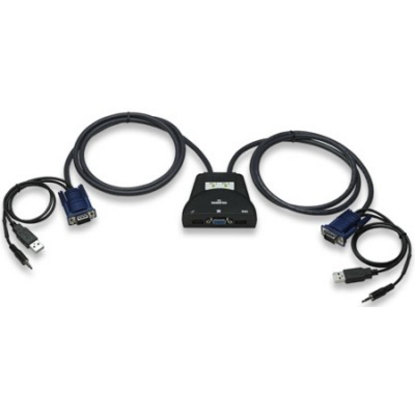 MUX KVM Mini USB 2:1 con Cables+Audio, MANHATTAN, Mini Switch KVM de 2 puertos