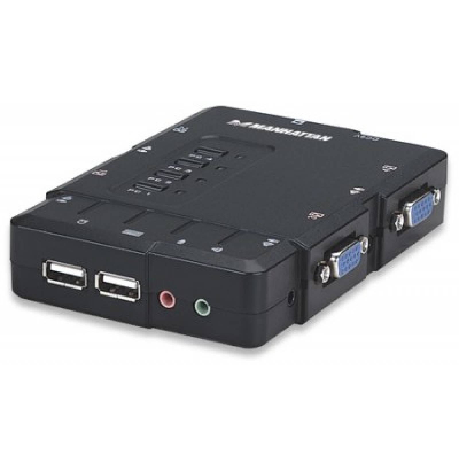 Switch Manhattan KVM de 4 Puertos, 2 USB,2 VGA (151269)