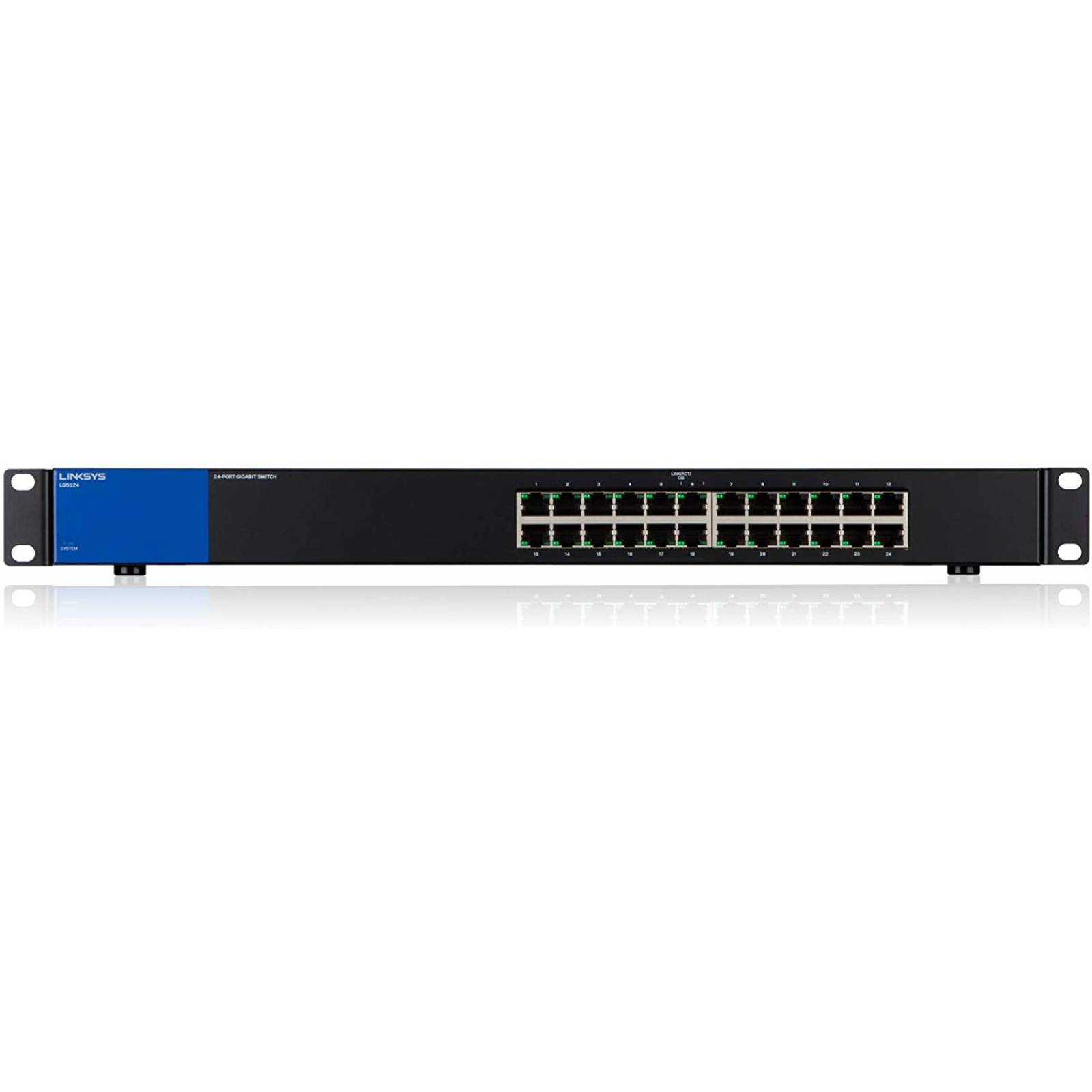 Switch Linksys 24 puertos, Gigabit Ethernet 10, 100, 1000Mbps, montaje en Rack, Certificaion FCC Class A, CE, (LGS124)