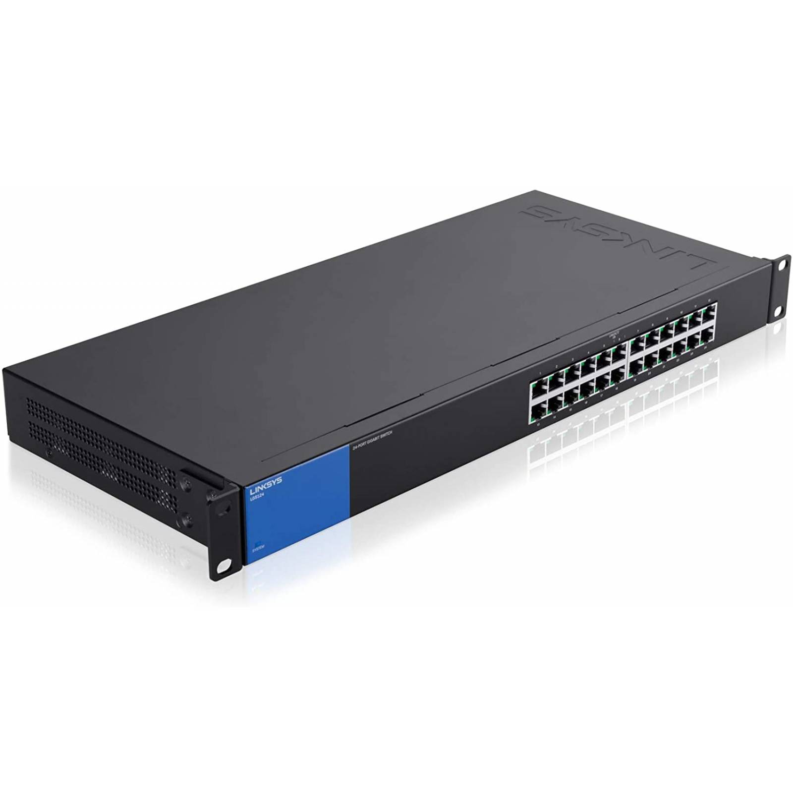 Switch Linksys 24 puertos, Gigabit Ethernet 10, 100, 1000Mbps, montaje en Rack, Certificaion FCC Class A, CE, (LGS124)